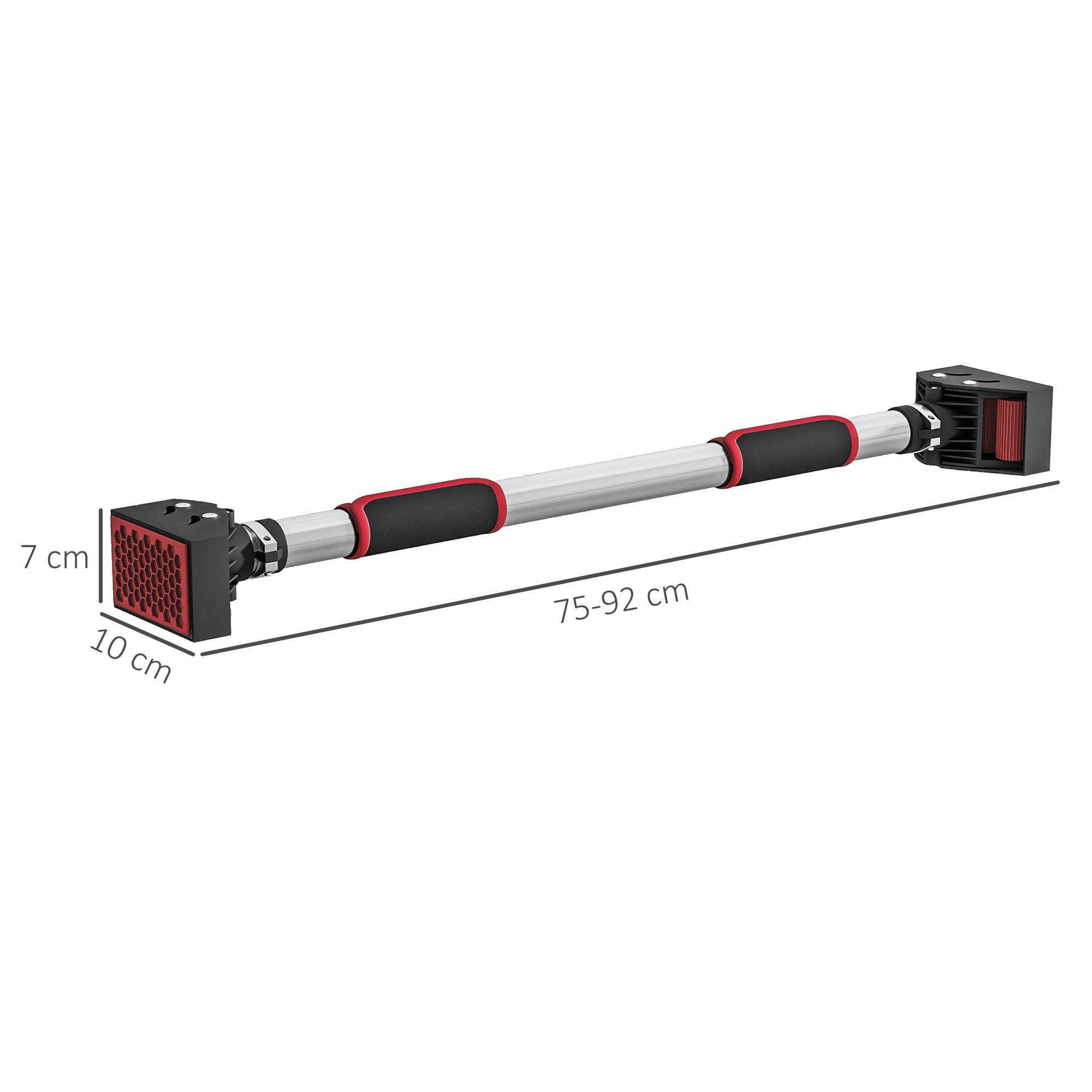 Klimmzugstange für Türrahmen, verstellbar, ohne Bohren, Stahl, bis 200 kg, 75-92 x 10 x 7 cm, Schwarz/Rot