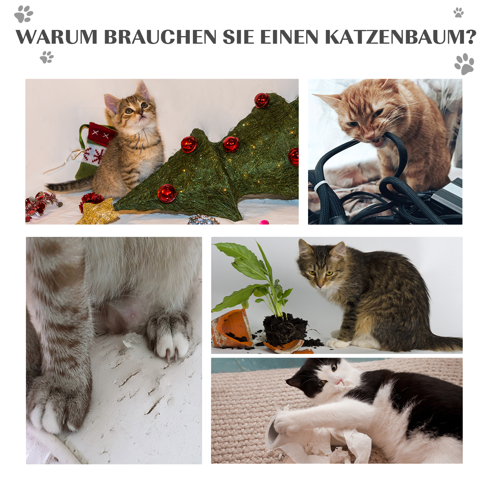 Kratzbaum Katzenbaum mit Spielbällen Katzenkratzbaum Sisalseil-Kratzstangen Schwarz 35,5 x 37 x 46 cm