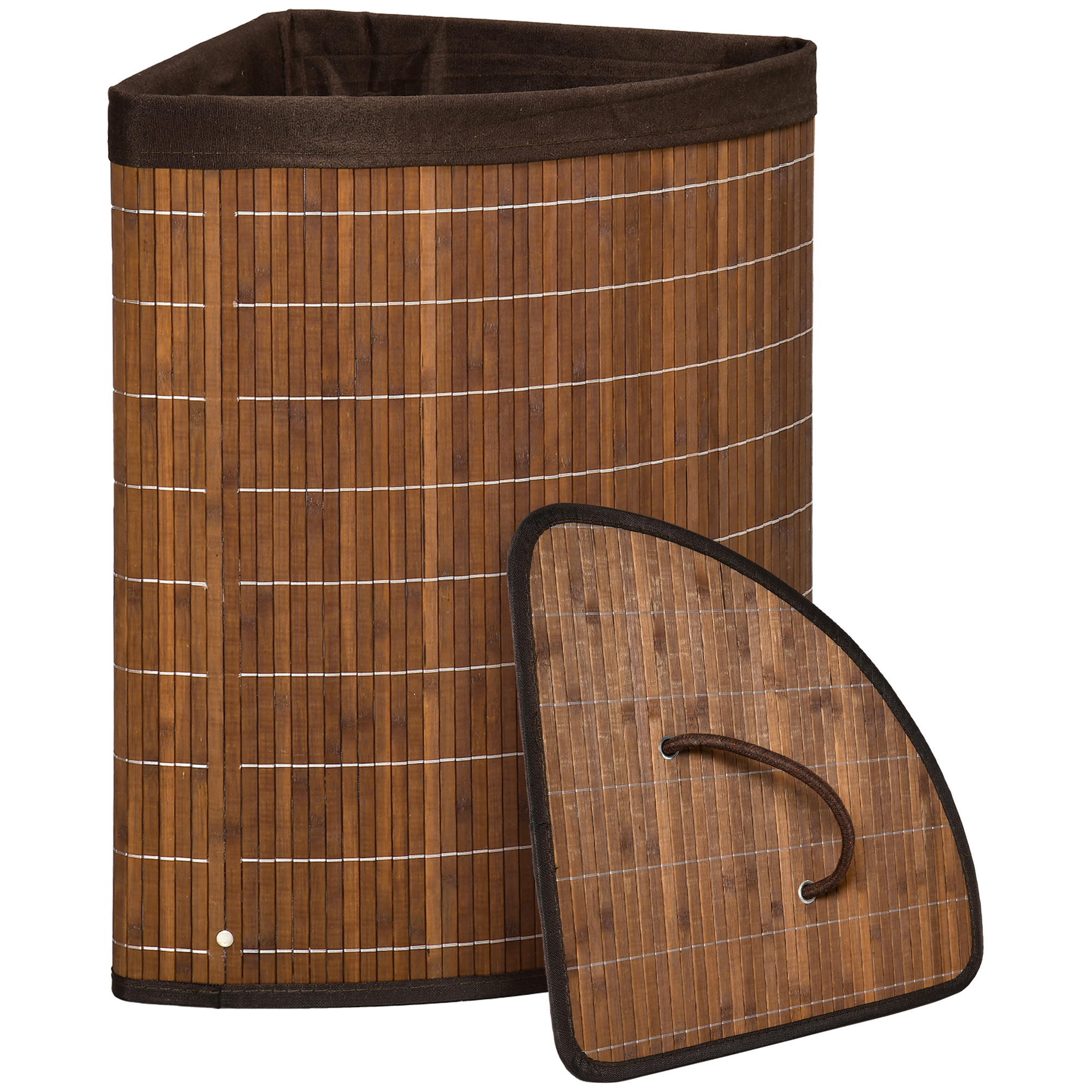 Wäschekorb Wäschesammler, 55L Fassungsvermögen, abnehmbarer Deckel, 38 cm x 38 cm x 57cm, Braun Wäschekorb Wäschesammler, 55L Fassungsvermögen, abnehmbarer Deckel, 38 cm x 38 cm x 57cm, Braun