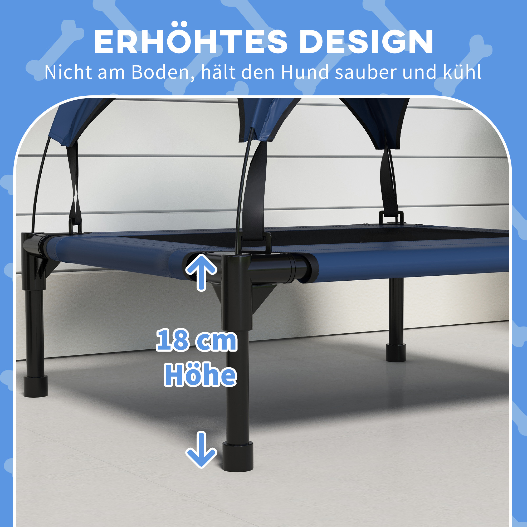 Hundebett mit Dach, atmungsaktiv, wasserabweisend, bis 20 kg, 76 x 61 x 69,5 cm, Dunkelblau