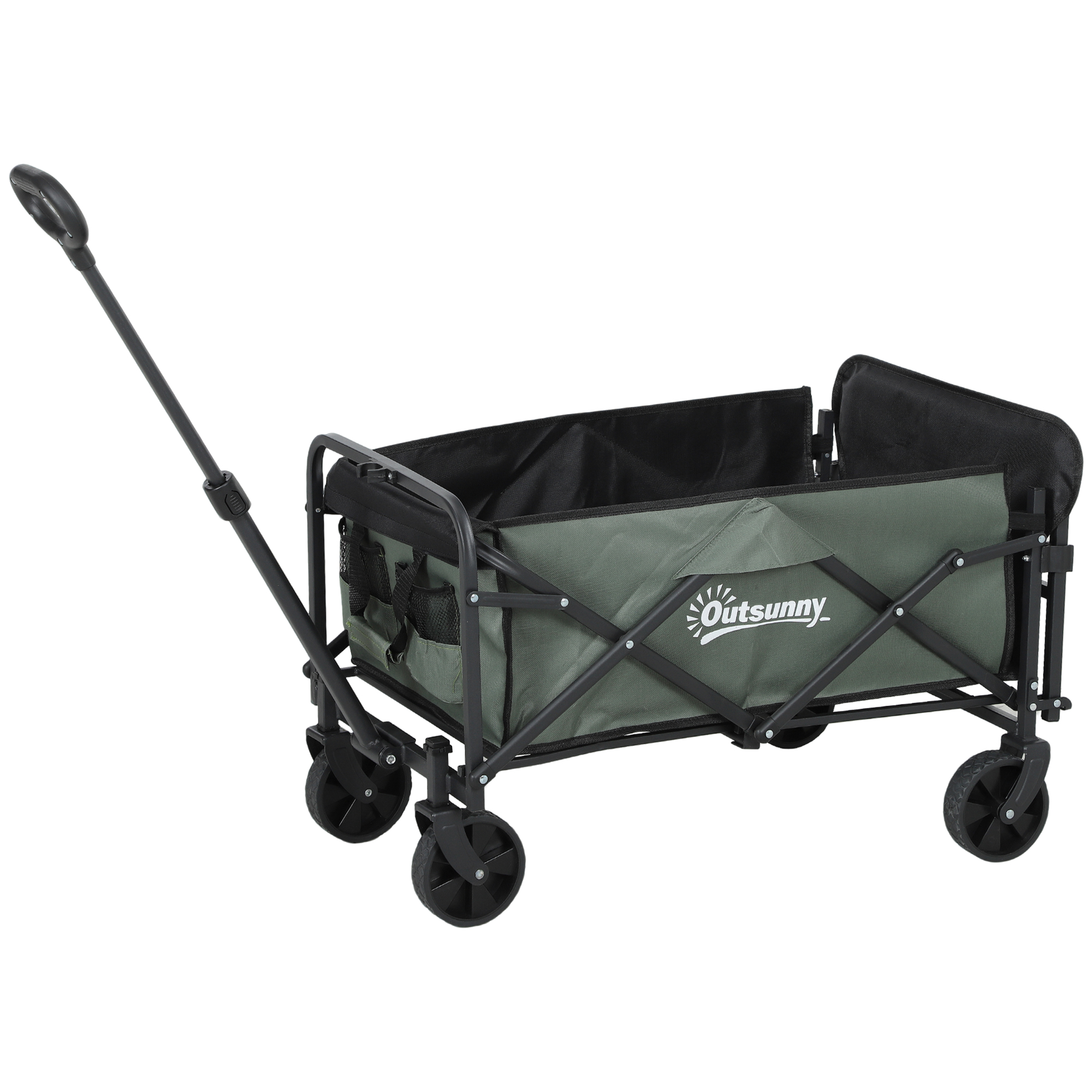 Gartenwagen 90 kg belastbar, klappbar Transportwagen mit herausnehmbare Plane, Griff, Rädern 72 Liter Grün Gartenwagen 90 kg belastbar, klappbar Transportwagen mit herausnehmbare Plane, Griff, Rädern 72 Liter Grün