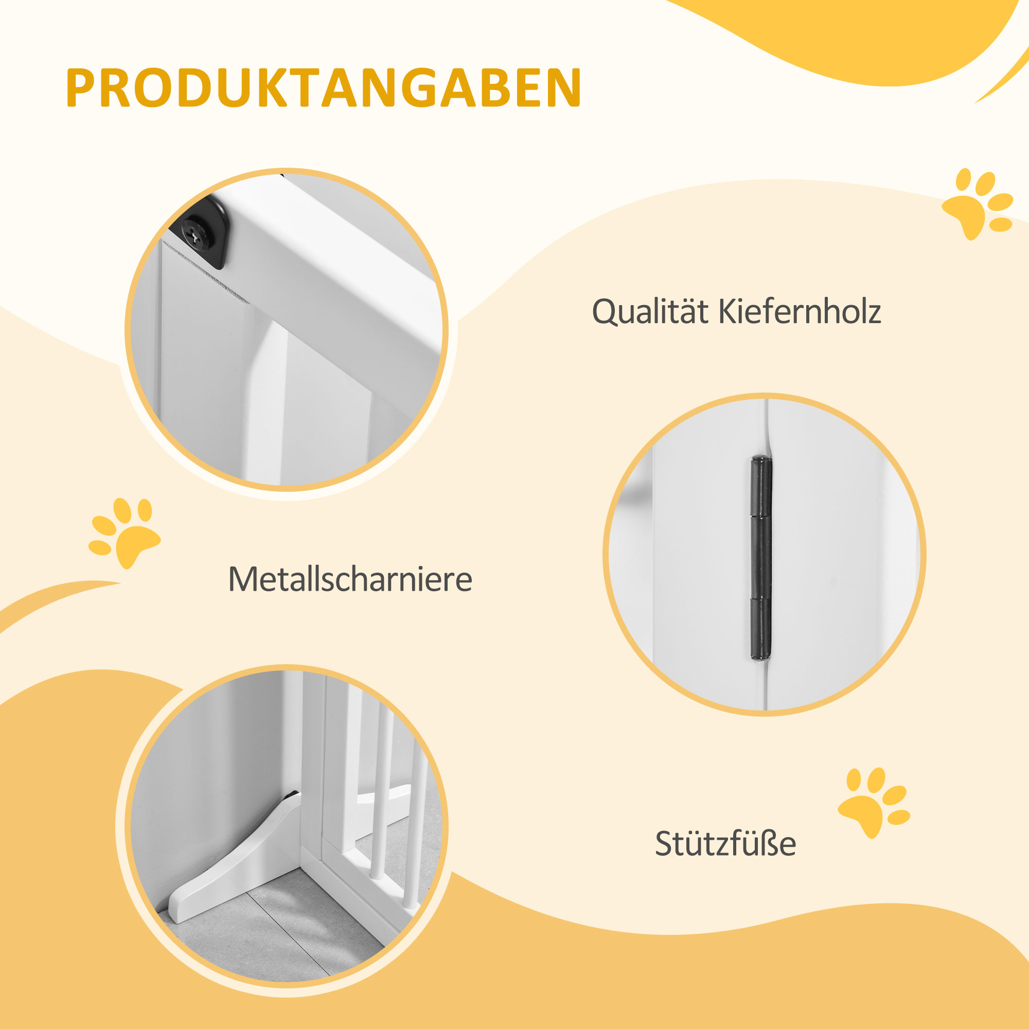 Absperrgitter Hunde Türschutzgitter Schutzgitter aus Holz Freistehendes Hundegitter mit Tür Hundeabsperrgitter Konfigurationsgitter für Kamin & Ofen Weiß 113-166 x 36 x 71 cm