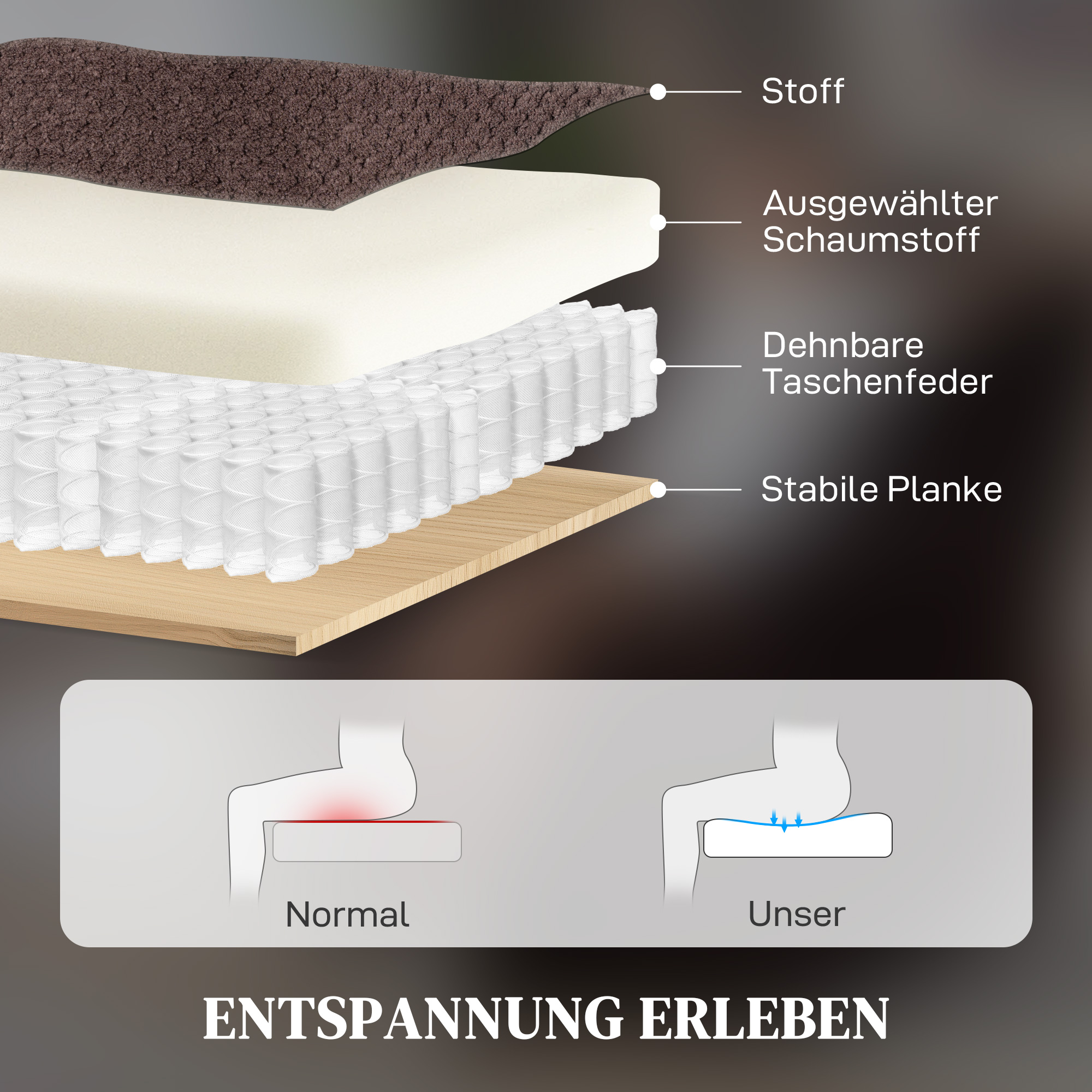 Massage-Sessel, 8 Vibrationspunkte, 5 Modi, Lendenheizung, verstellbar, drehbar, Polstersessel, Braun