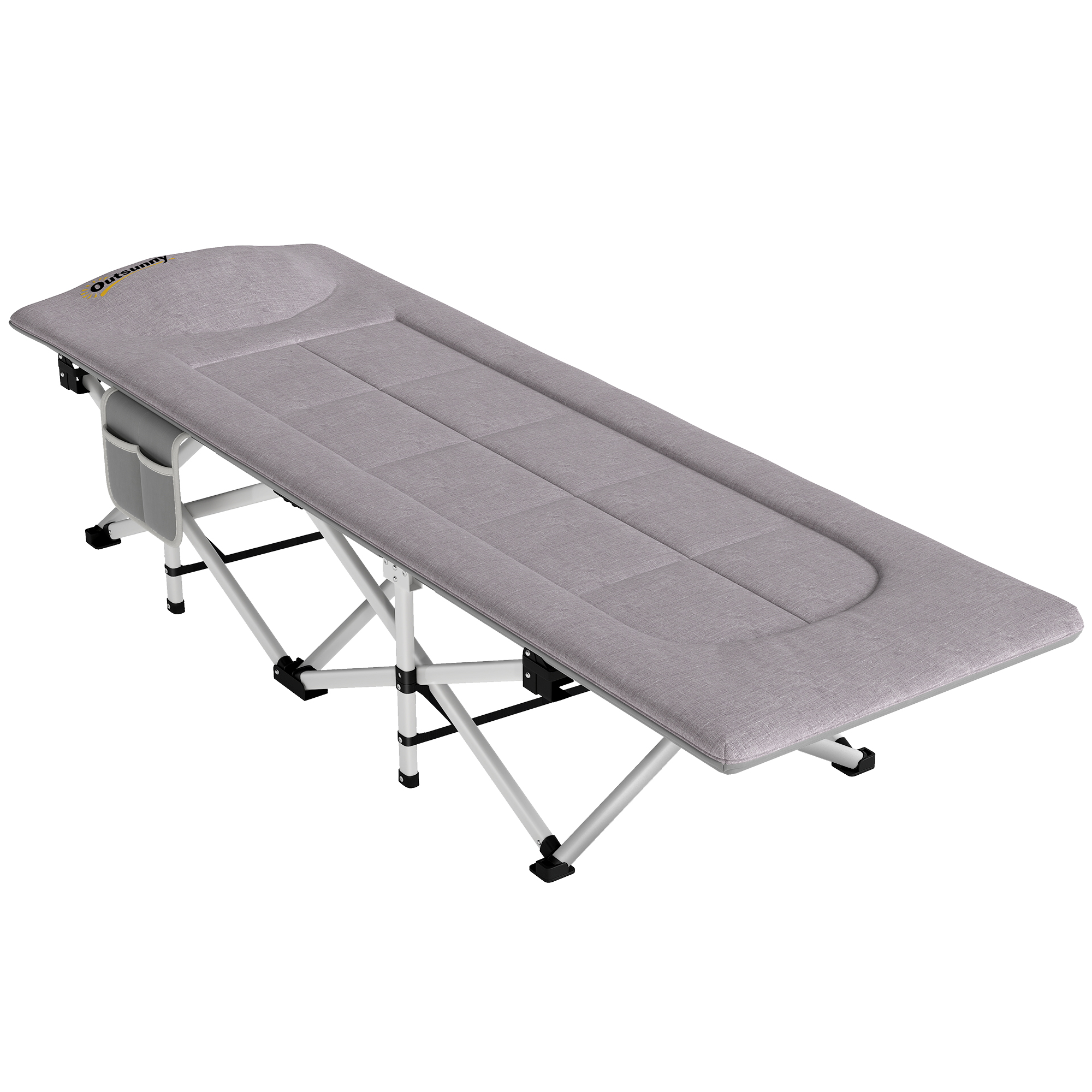 Feldbett, Campingbett, klappbar, weich, bis 200 kg, rostfreies Metallgestell, 200x65x42cm, Grau Feldbett, Campingbett, klappbar, weich, bis 200 kg, rostfreies Metallgestell, 200x65x42cm, Grau