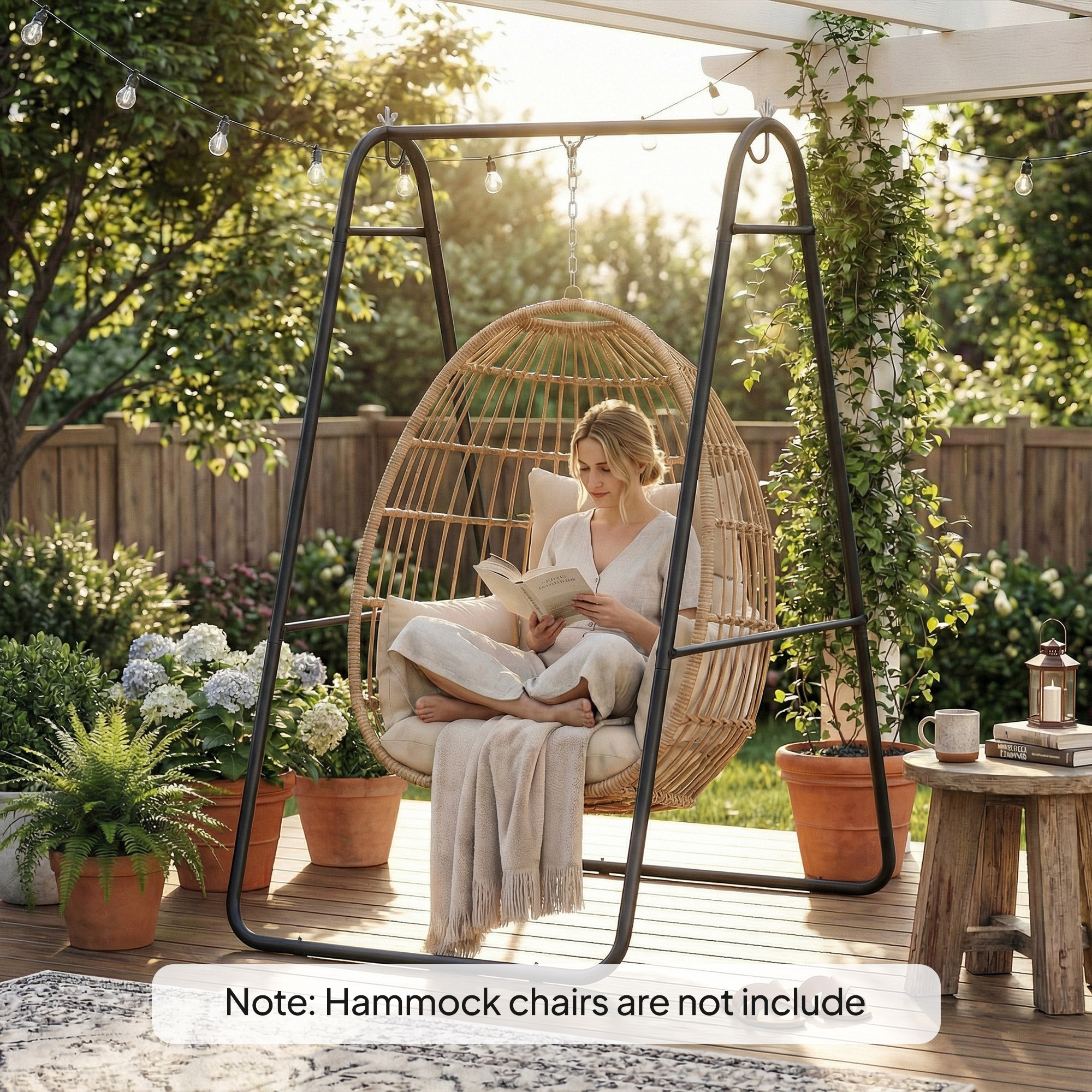 Hängesessel-Ständer, 150 kg Tragkraft, für drinnen und draußen, Schwarz