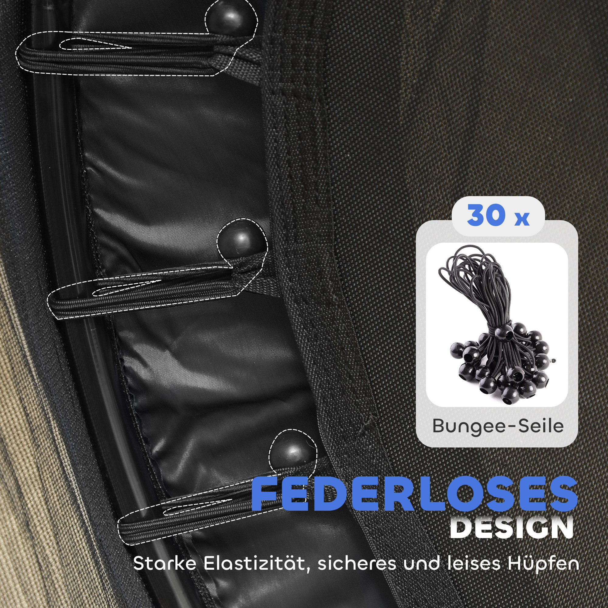 Trampolin für Kinder, Ø140 cm, mit Sicherheitsnetz, für innen und außen, Stahl, Kunststoff, belastbar bis 50 kg, Schwarz