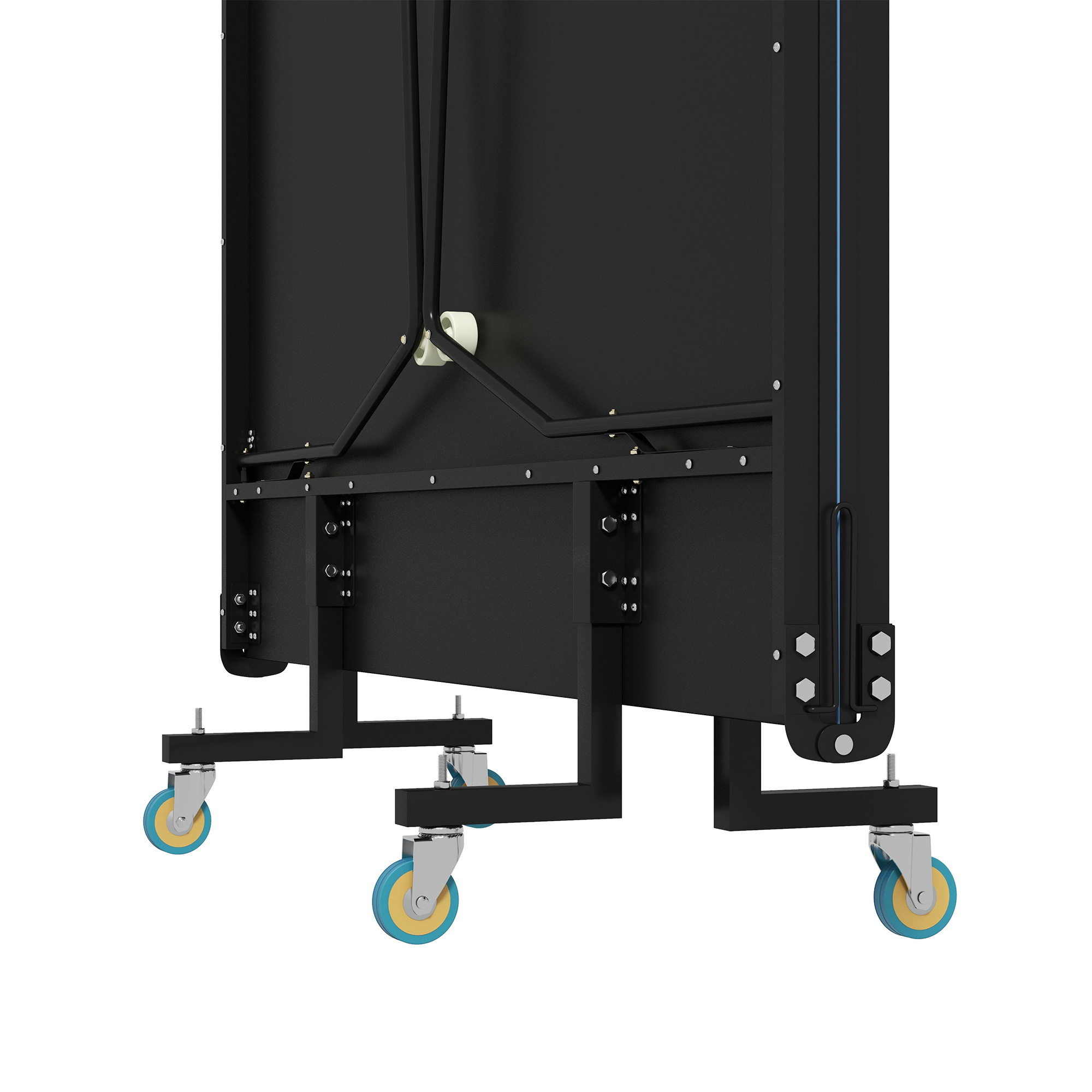 Tischtennisplatte, klappbar, 8 Räder, pulverbeschichteter Stahlrahmen, MDF, 274 x 152,5 x 76 cm, Schwarz