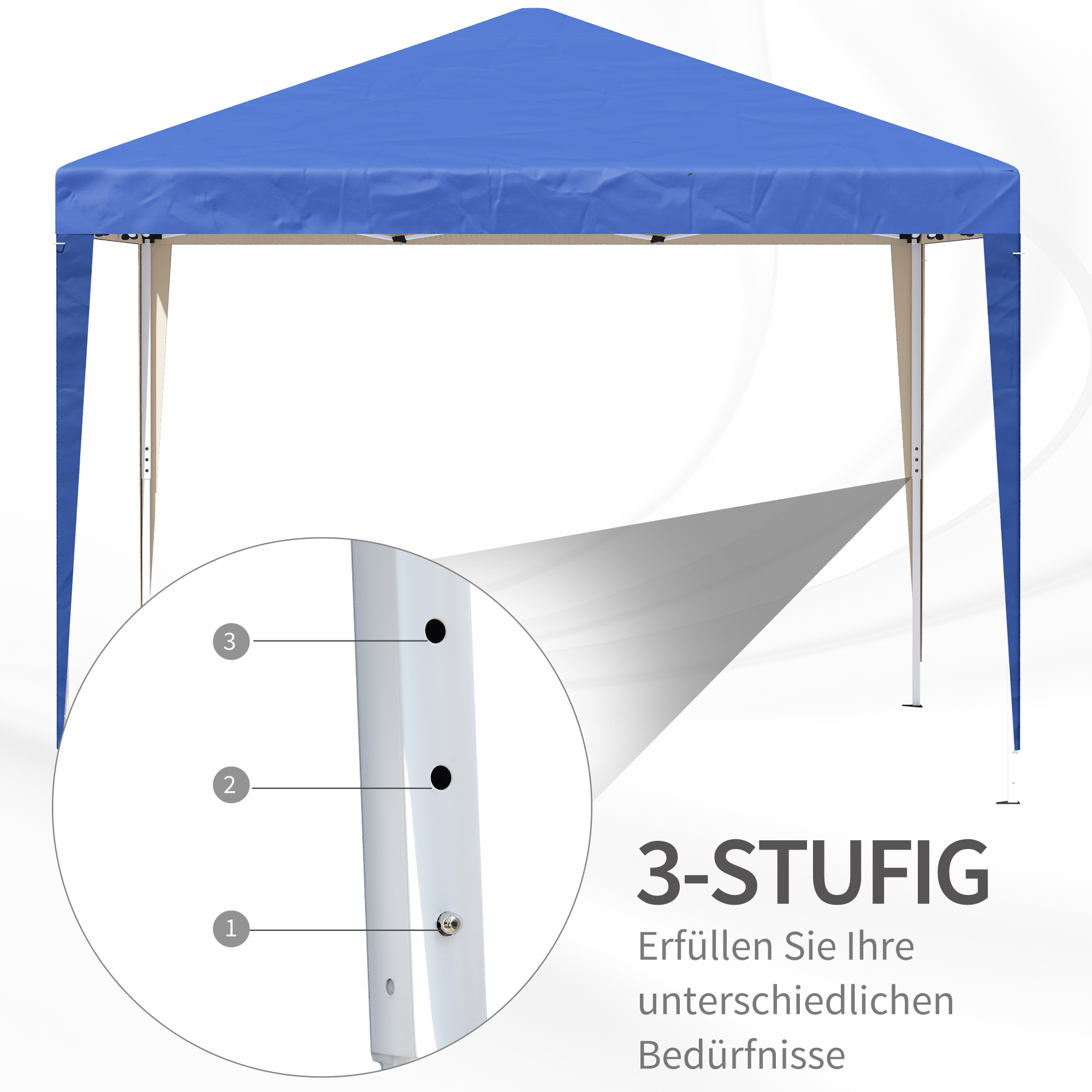 Pavillon, 2,95 x 2,95 m Pop-Up-Faltpavillon, Gartenpavillon, Partyzelt, UV-Schutz, Stahl+Oxfordstoff, Blau