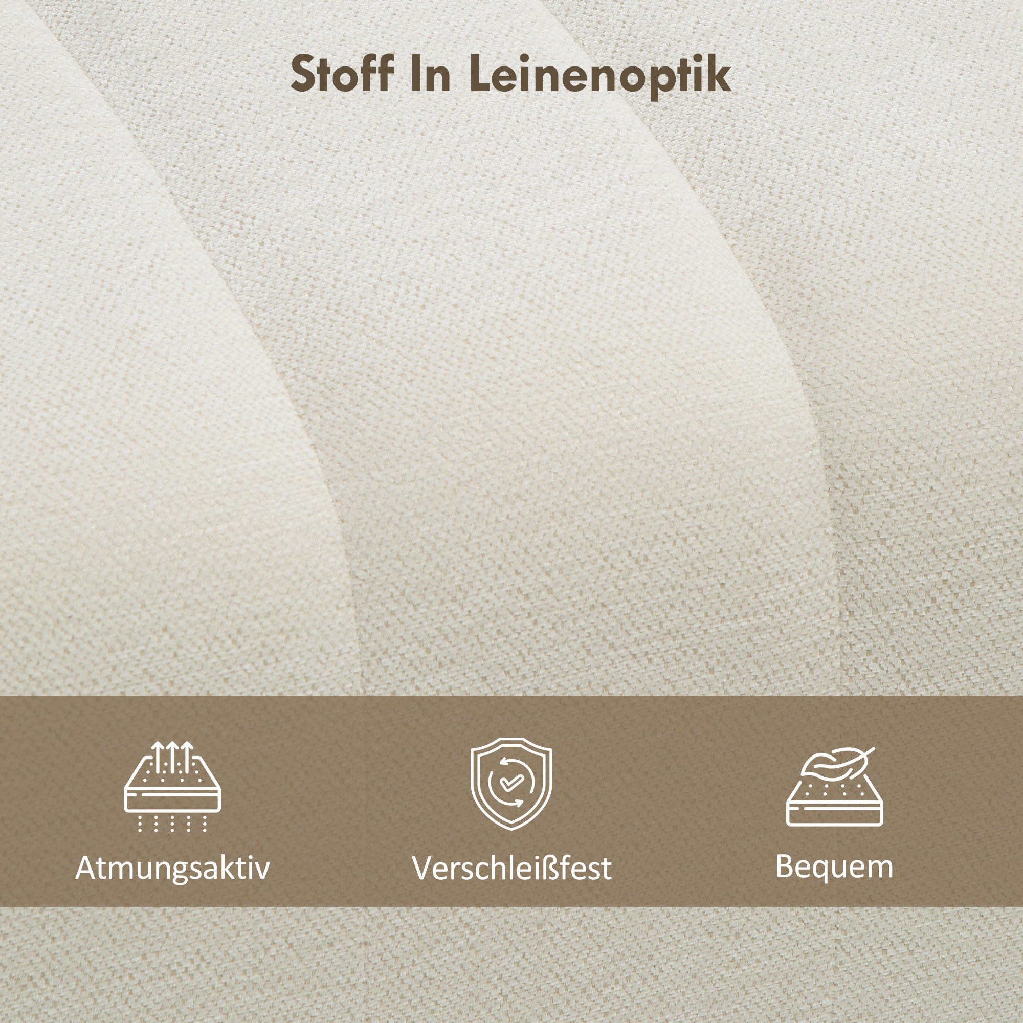 Moderne Schlafzimmerbank, Polsterbank mit Holzrahmen, bis zu 220 kg belastbar, Fußstütze, Cremeweiß