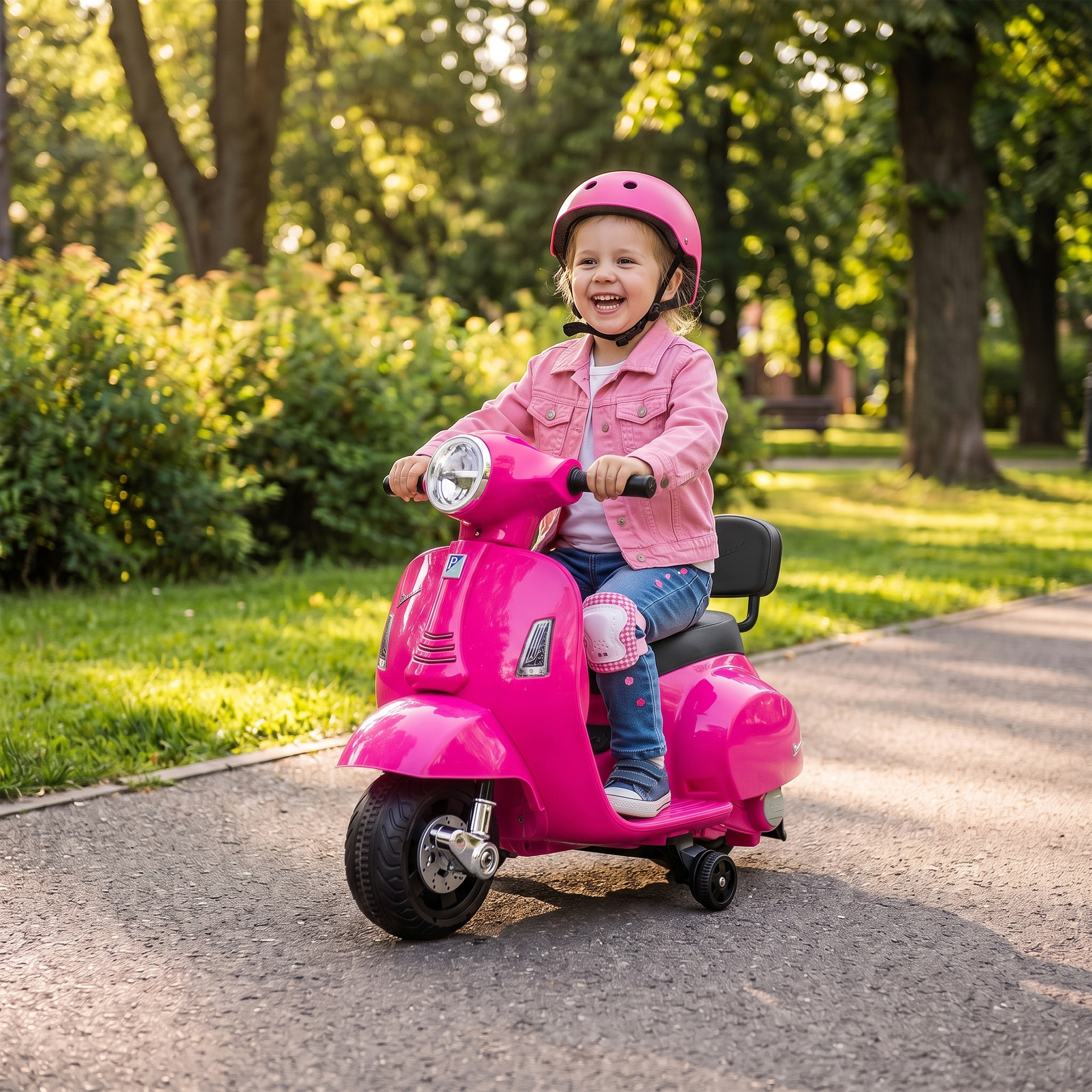 Elektro Motorrad Kinder Mini Vespa GTS 6V Elektromotorrad mit Lithium-Akku Ergonomischer Sitz Rückenlehne 1,5-3 Jahren