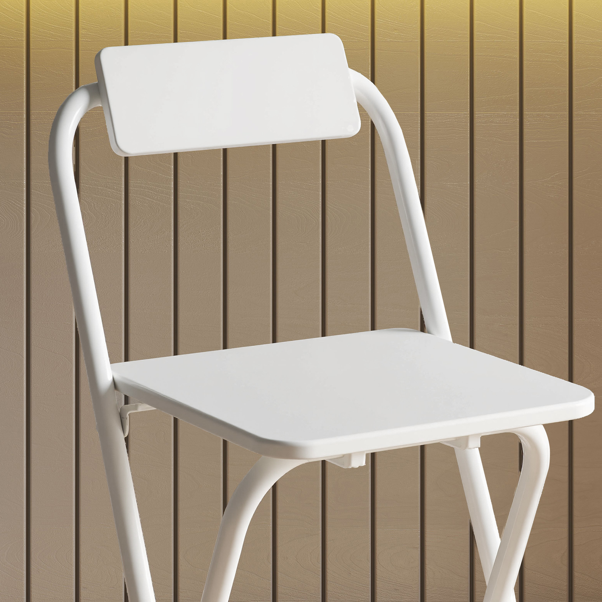Barhocker 2er Set, Klappbar Barstuhl mit Stahlgestell, Lehne, Fußstütze Tresenhocker für Küche 37 x 45 x 87 cm Weiß