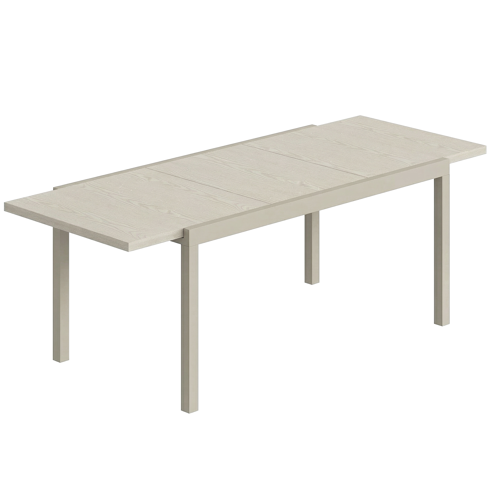 Gartentisch Ausziehbarer 154/214 x 85 cm Aluminium Esstisch für 8-10 Personen mit Holzoptik Hellgrau