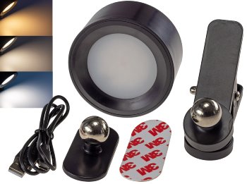 LED Akku Clip-Leuchte "CT-AKL3" / Dimmbar, CCT 3000k-6000k, schwarz
