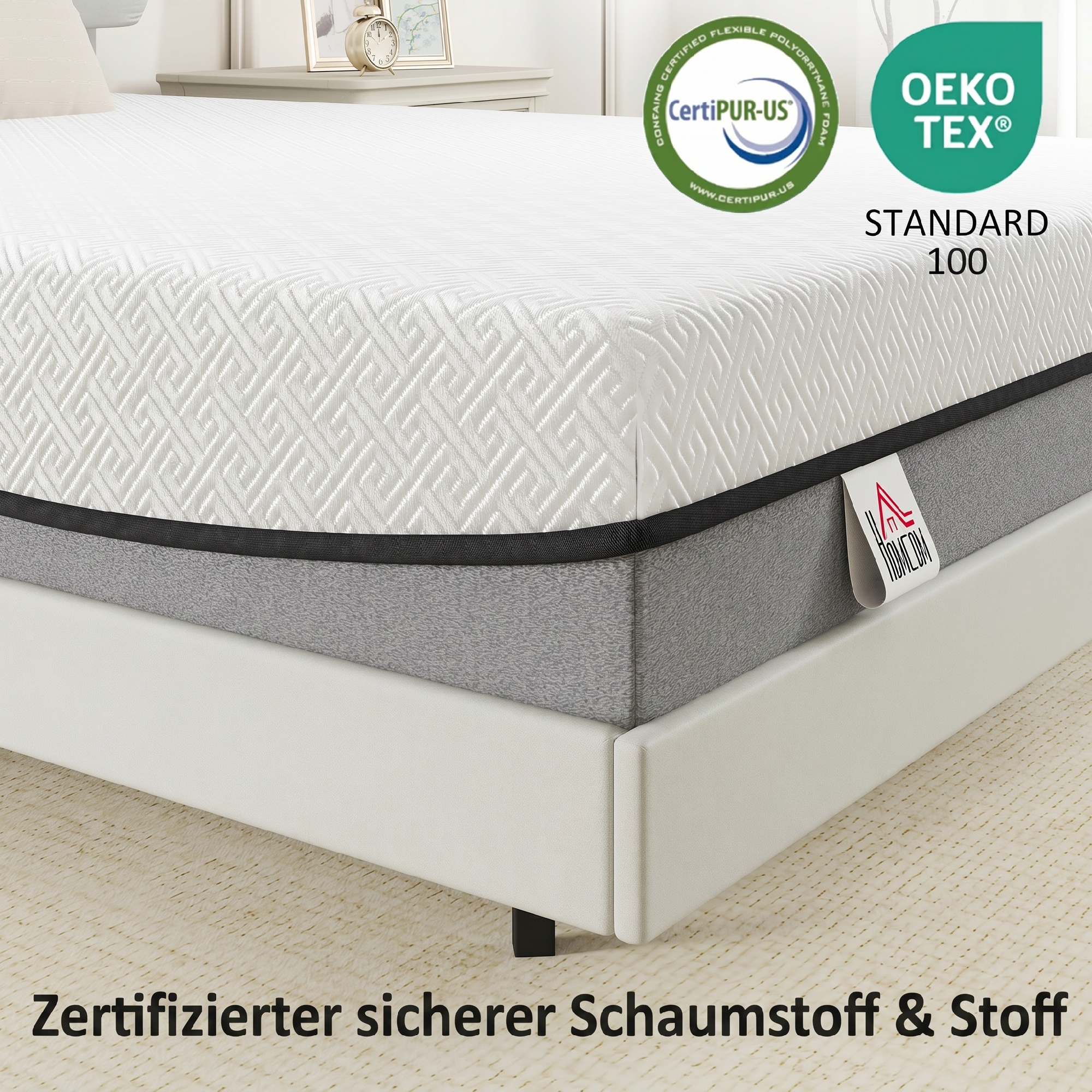 Matratze 140x200cm H3 mittelfest 20 cm Höhe Ergonomisch, Atmungsaktiv aus Gel-Memory-Schaumstoff, Öko-Tex & CertiPUR