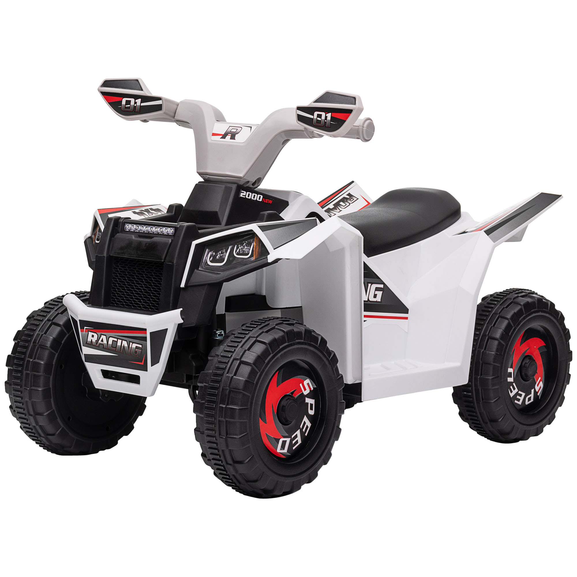 Kinderquad, 2,5 km/h, Vorwärts- & Rückwärtsgang, für 18-36 Monate, Weiß Kinderquad, 2,5 km/h, Vorwärts- & Rückwärtsgang, für 18-36 Monate, Weiß