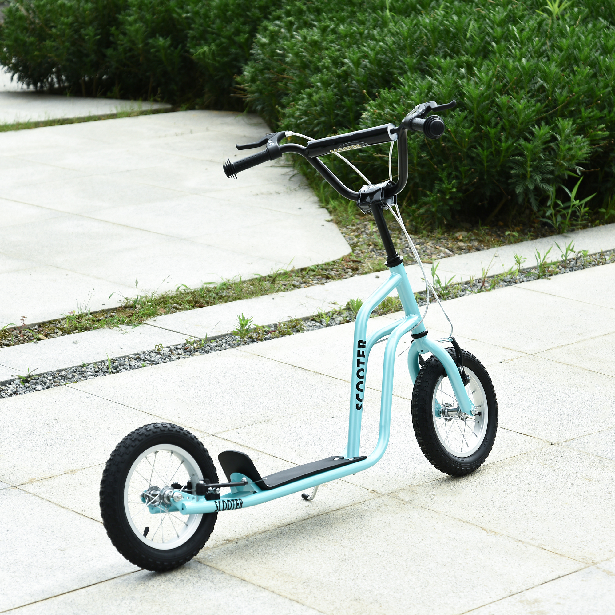 Kinderroller Lenker Verstellbar Scooter Tretroller Cityroller Kinder Roller Kickboard mit Luftreifen 12 Zoll ab 5 Jahre Blau 120 x 58 x 75-80 cm