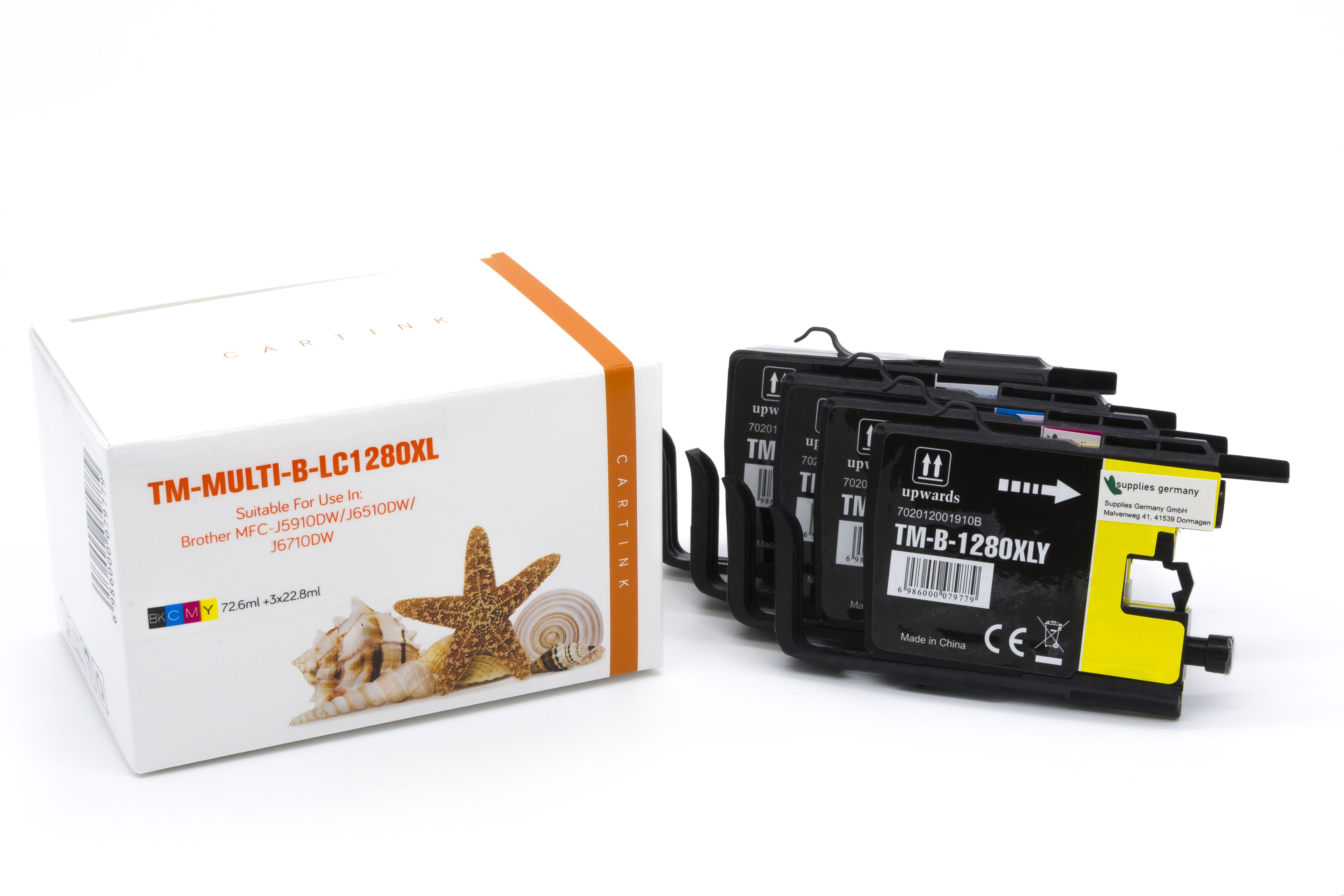 Multipack LC1280XL alternativ Tinte für Brother / LC1280XLVALP / BK72,6ml / C,M,Y22,8ml