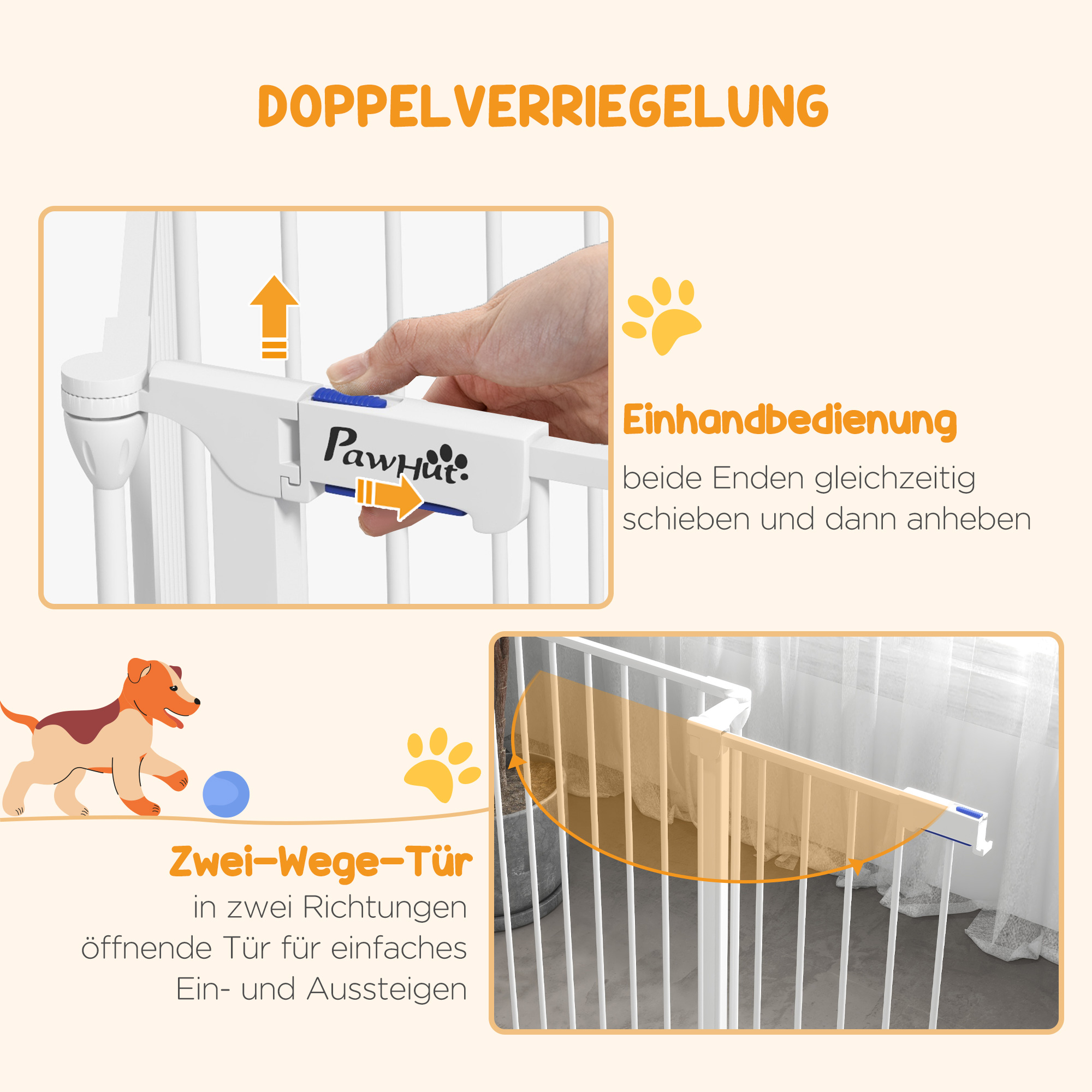 Welpenauslauf, modulares Design, klappbar, Stahlrahmen, für Innen, weiß, 90 x 123 x 102cm