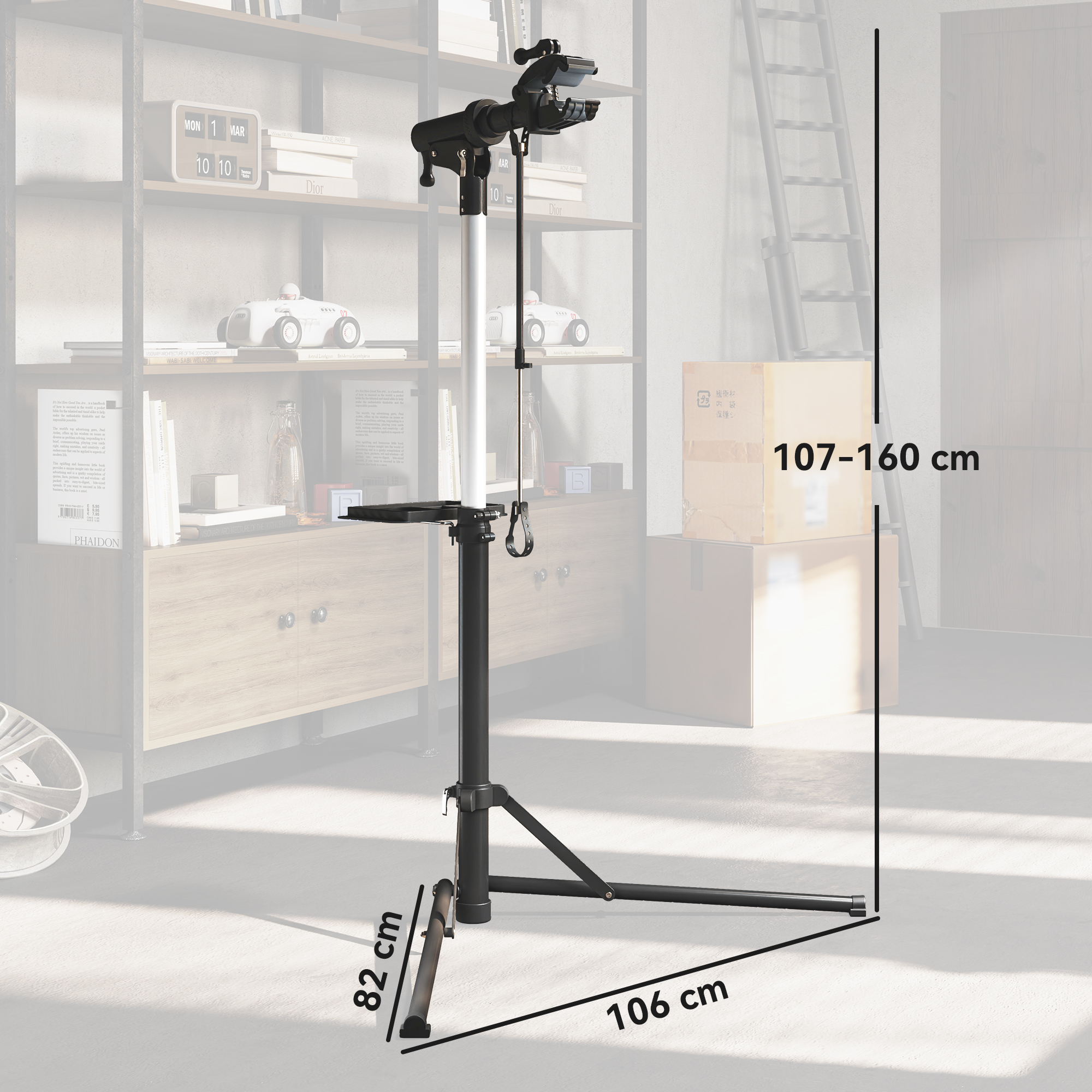Fahrrad-Reparatur-Ständer, Halter für Fahrräder zum Warten und Reparieren, 40 kg belastbar, höhenverstellbar, Schwarz