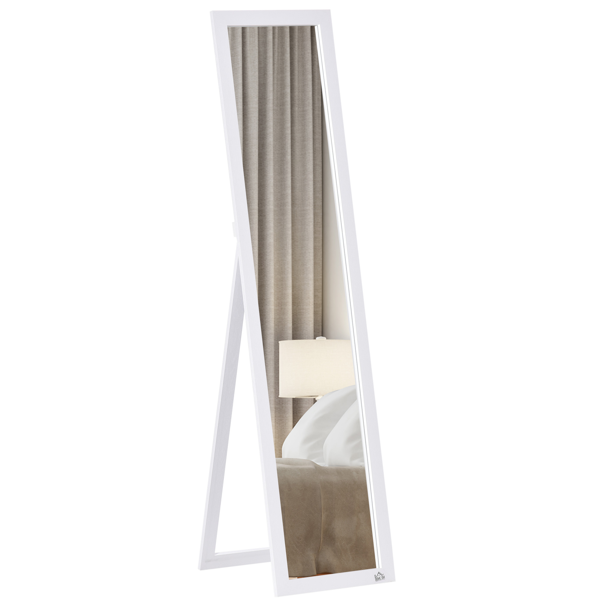 Ganzkörperspiegel, freistehend, Wandmontage, MDF-Rahmen, 37 x 37 x 154 cm, Weiß Ganzkörperspiegel, freistehend, Wandmontage, MDF-Rahmen, 37 x 37 x 154 cm, Weiß