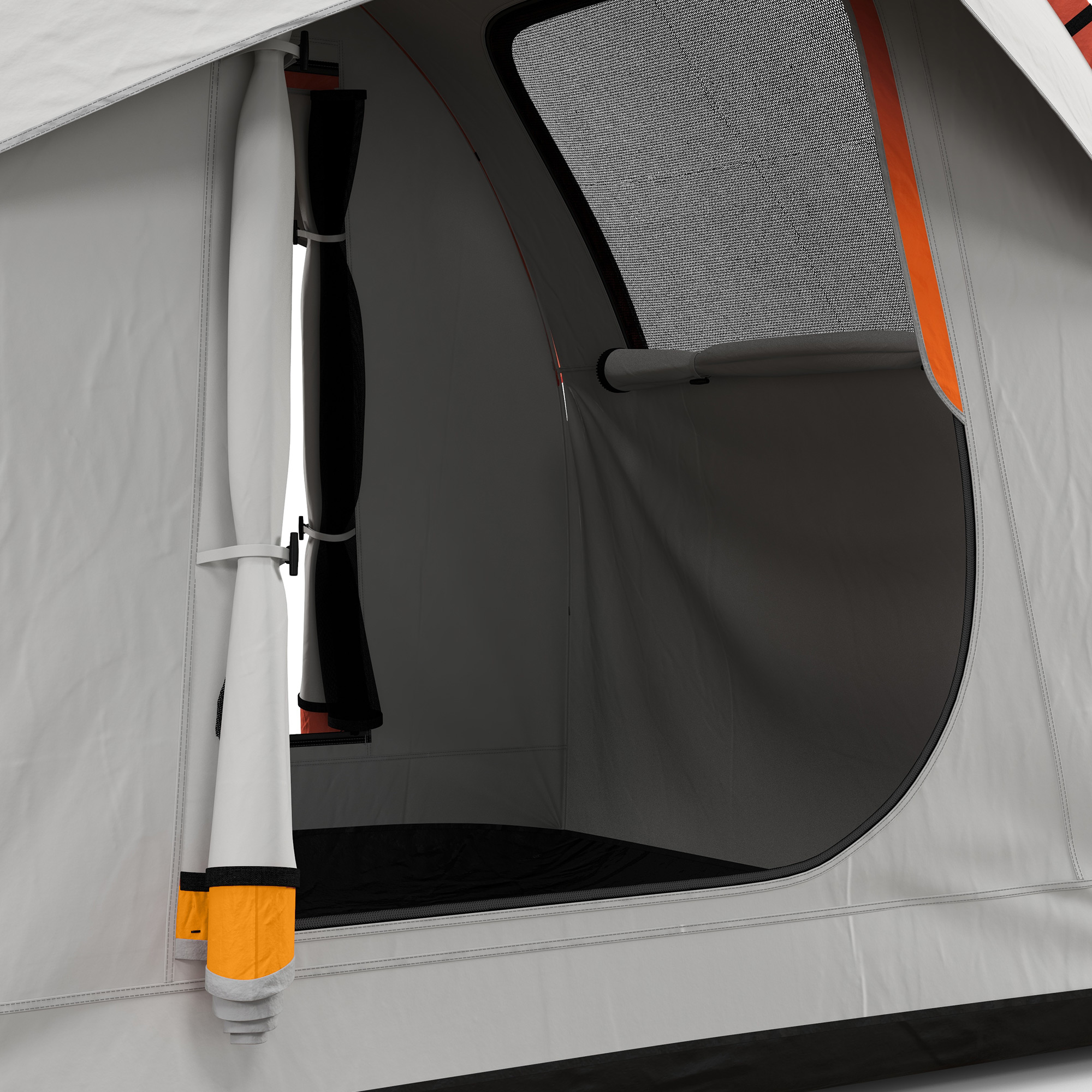 Autozelt Campingzelt, 3 Türen, wetterbeständig, 239cm x 210cm x 210cm, Orange + Grau