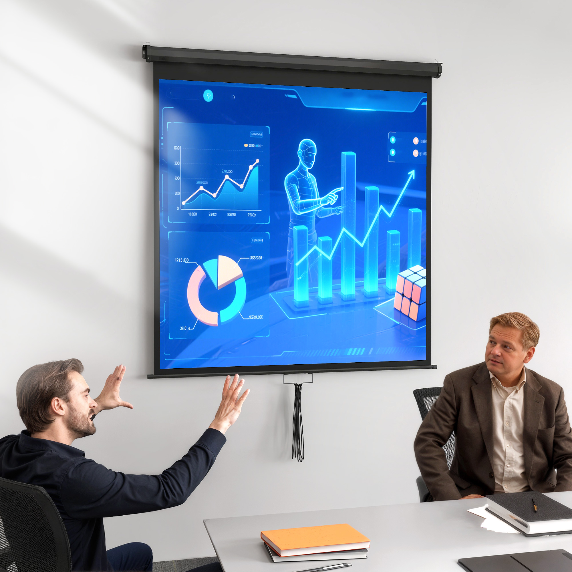 Beamer Leinwand 152 x 152 cm 85 Zoll 1:1 HD 4K Projektionsleinwand für Heimkino Büro-Präsentationen