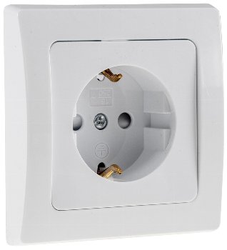 DELPHI Schutzkontakt-Steckdose, UP, weiß, 250V~/ 16A, inkl. Rahmen, Steckanschluss