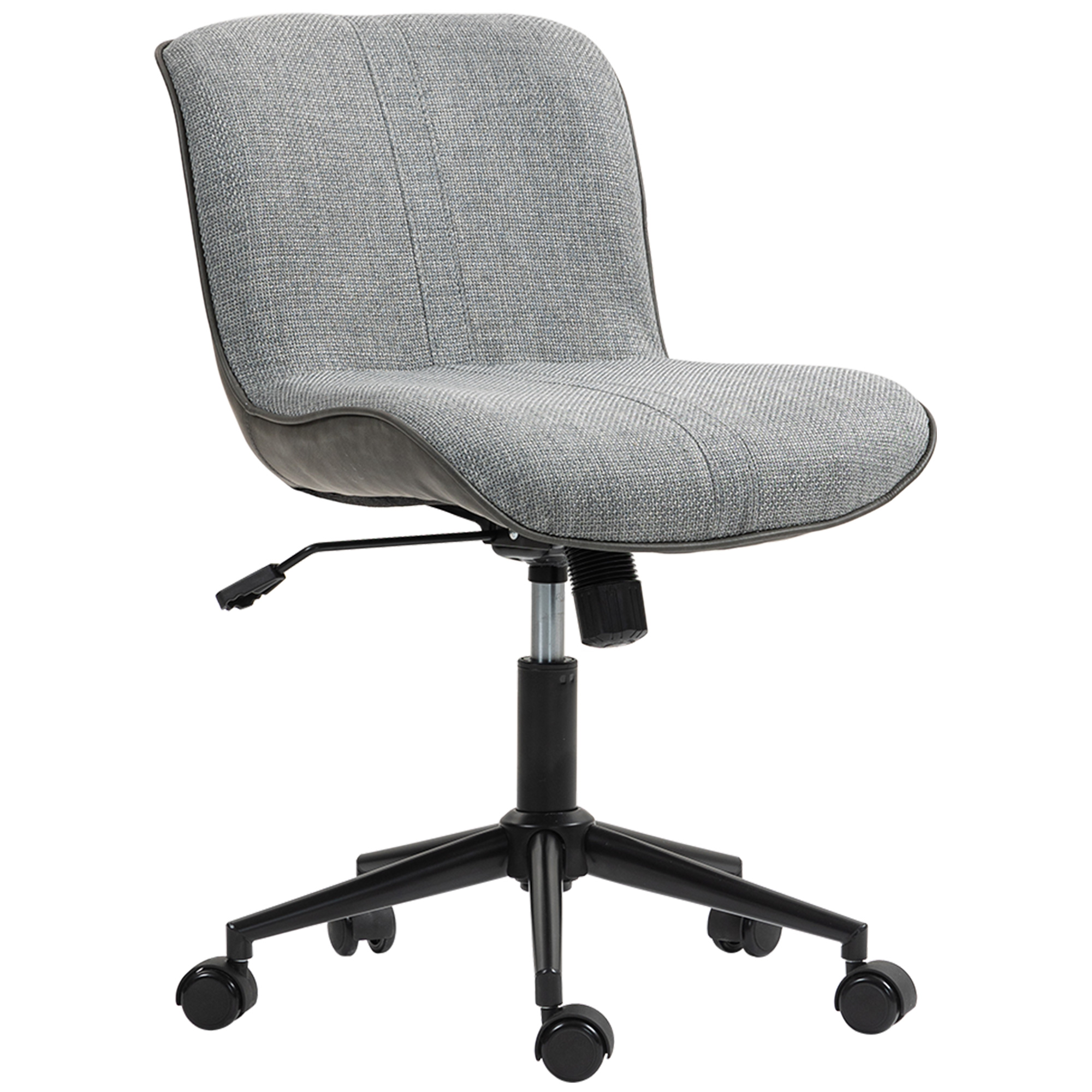 Armloser Bürostuhl, gepolstert, höhenverstellbar, drehbar, rollbar, Grau Armloser Bürostuhl, gepolstert, höhenverstellbar, drehbar, rollbar, Grau