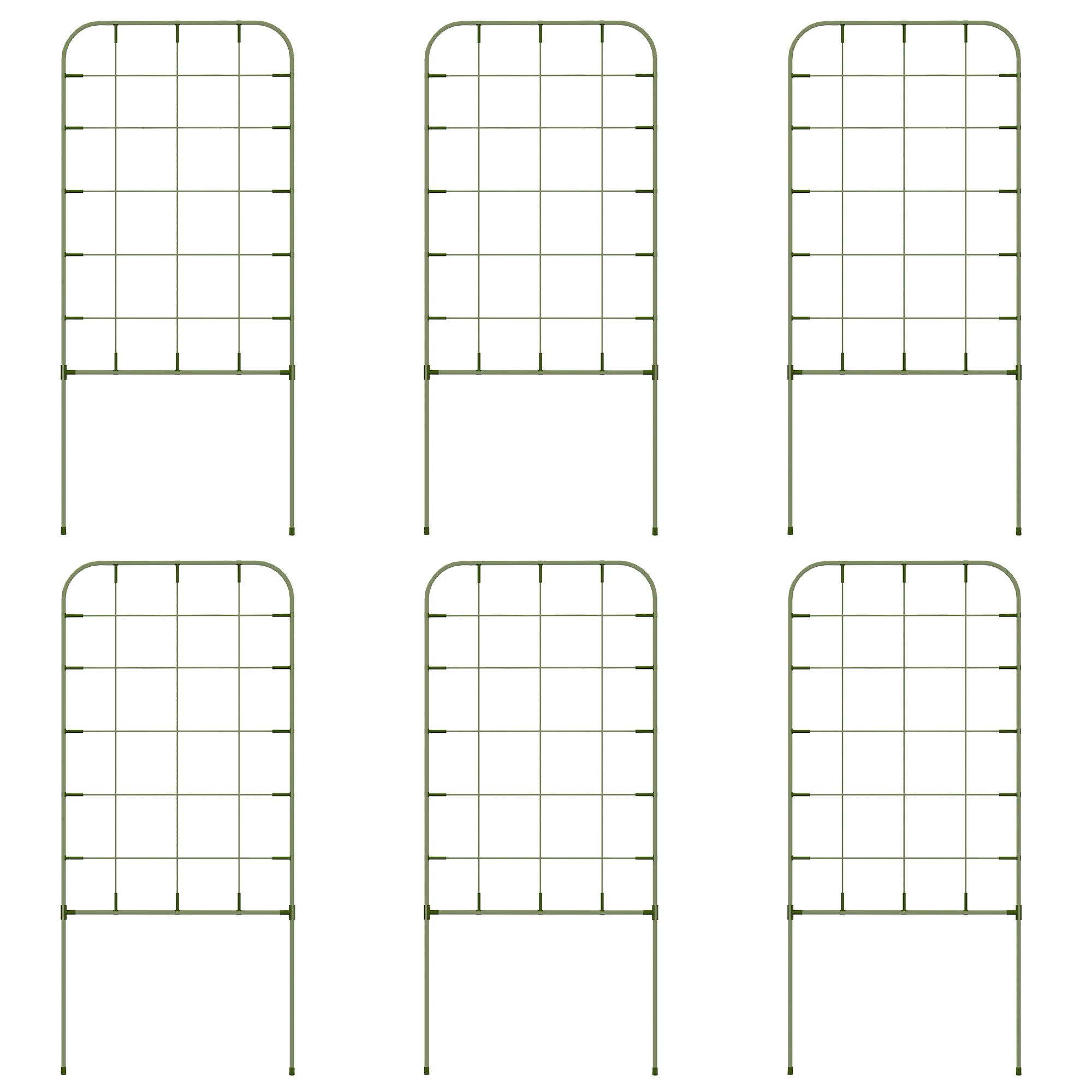 Rankgitter-Set, 6 Metallspaliere für Kletterpflanzen, Stahl, 40 x 90 cm, Grün