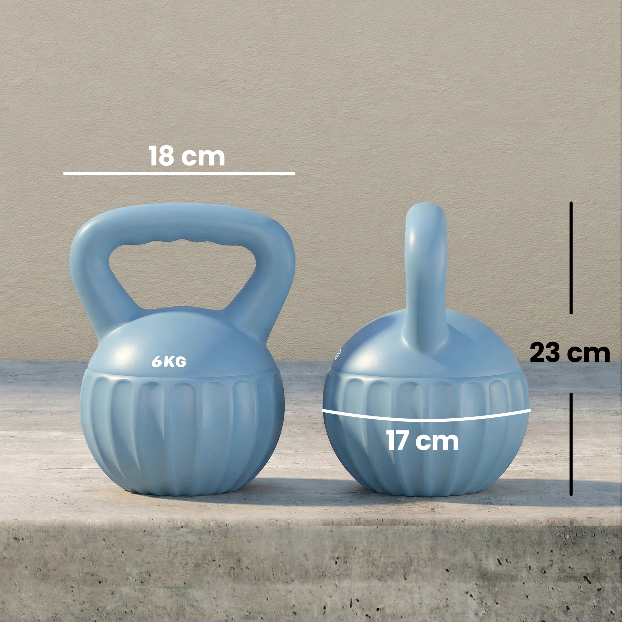 Kettlebell Kugelhantel 6 kg Gewicht-Hantel mit Sand befüllt für Anfänger Zuhause Krafttraining 17 x 17 x 23 cm Blau