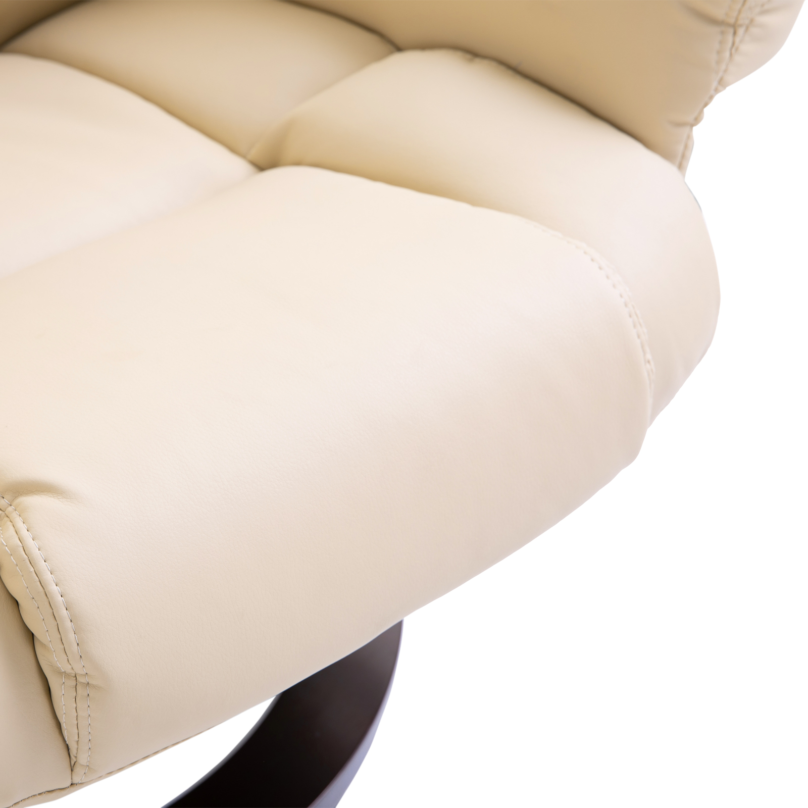 Relaxsessel mit Hocker, Liegefunktion, drehbar, bis 160 kg, Kunstleder, Metallrahmen, creme, 80 x 79 x 100 cm