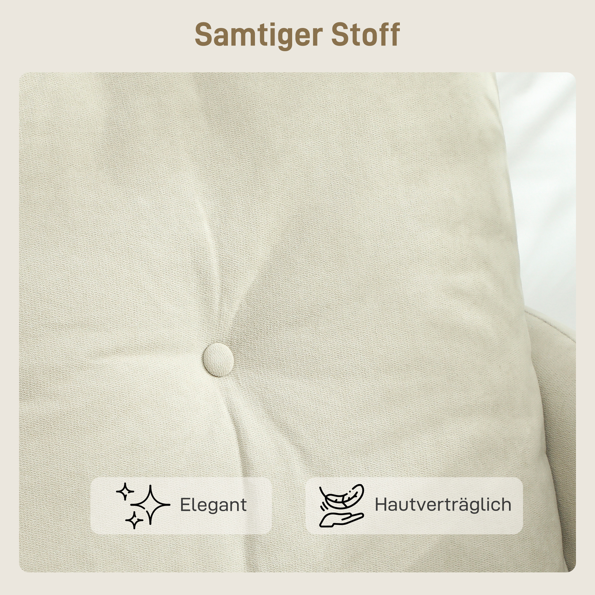 2-Sitzer-Sofa mit Schaumstoff-Polsterung und Stoffbezug, für Wohnzimmer, Schlafzimmer, Metallrahmen, Cremeweiß