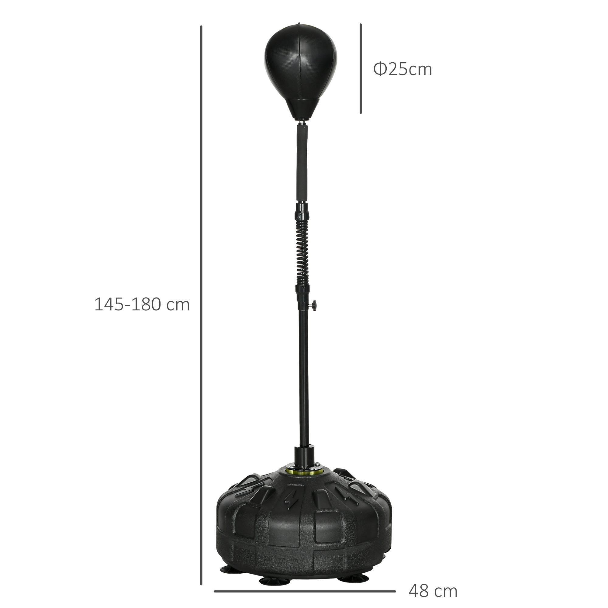 Punchingball, Boxständer, höhenverstellbar 145-180 cm, befüllbare Basis, Schwarz