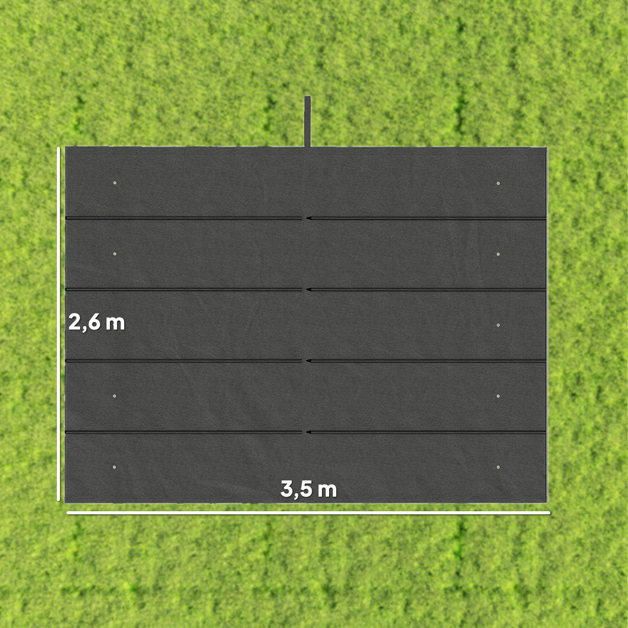 Ersatzplane für 4x3m Pavillons, mit Wasserablauflöchern, 3,50 x 2,6 m, Dunkelgrau