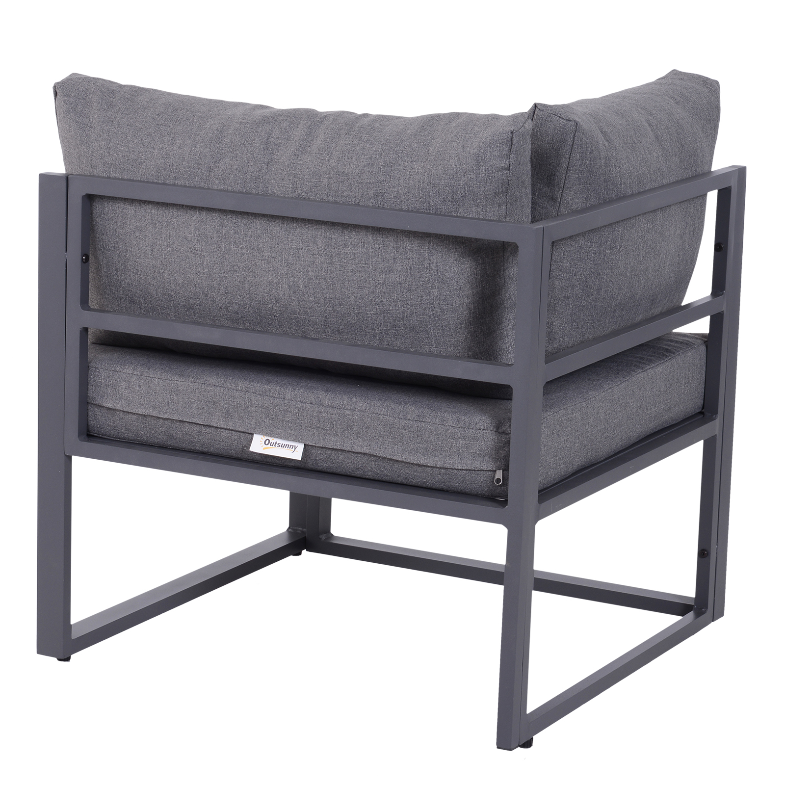 6-tlg. Gartengarnitur Gartenset Gartensofaset Sitzgruppe Gartenmöbel Alu+ Polyester + Hartglas Grau 4 x Sessel 1 x Ecksofa 1 x Beistelltisch Kissen für 4–5 Personen