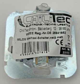 MILOS Wechsel-Schalter, UP, weiß matt / 250V~/ 10A, OHNE Rahmen, Steckanschluss