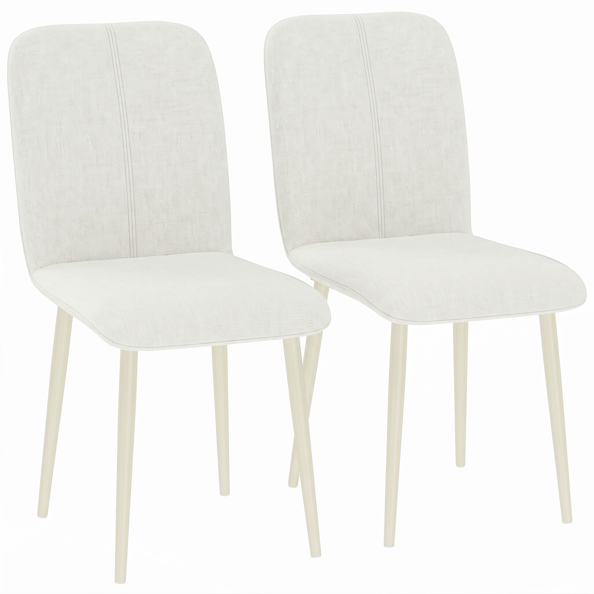 Esszimmerstühle 2er-Set, gepolsterte Küchenstühle in Leinenoptik mit leichten Beinen, Creme