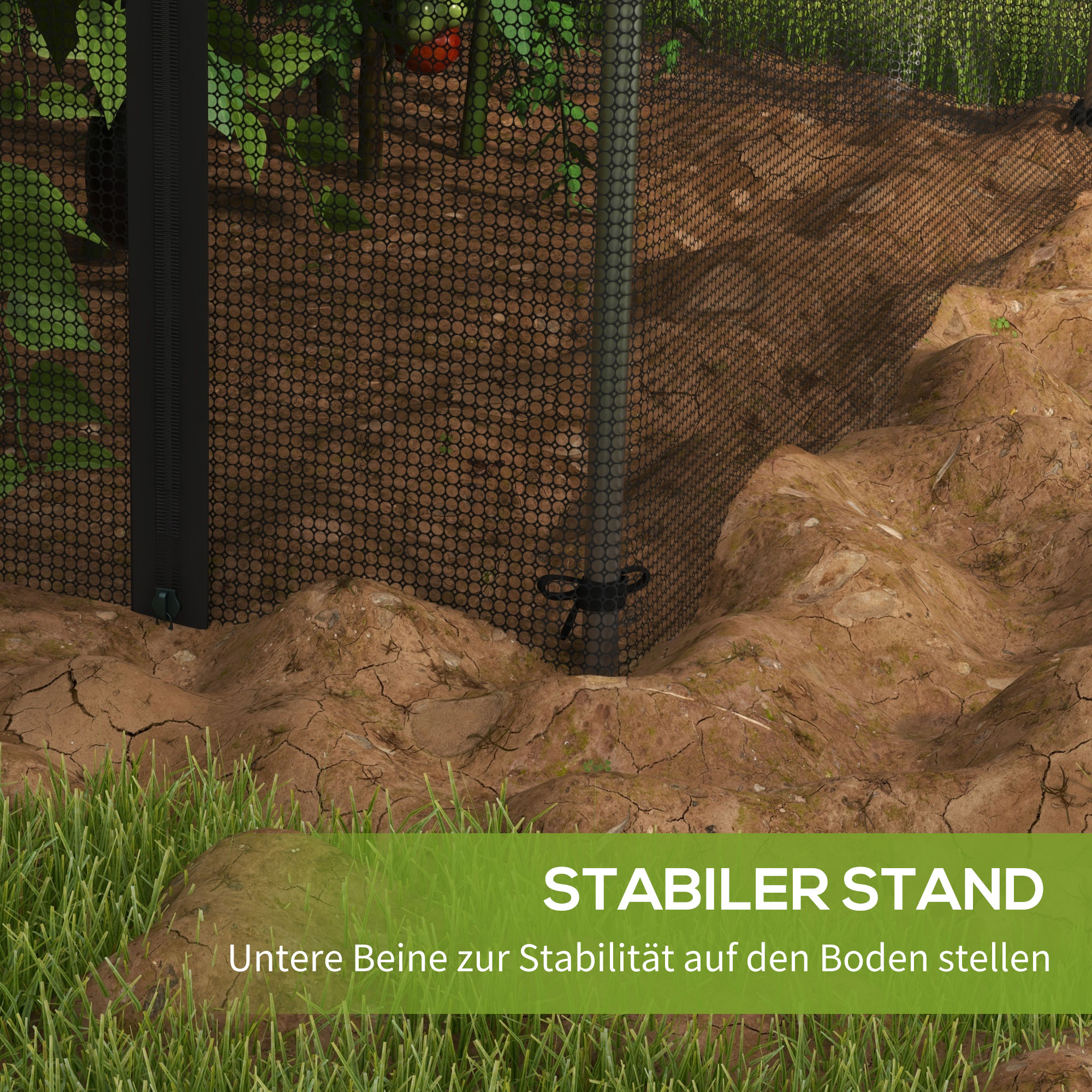 Vogelschutznetz, Pflanzenschutz, robust, Tür mit Reißverschluss, 120x120x188 cm, Schwarz/Silber