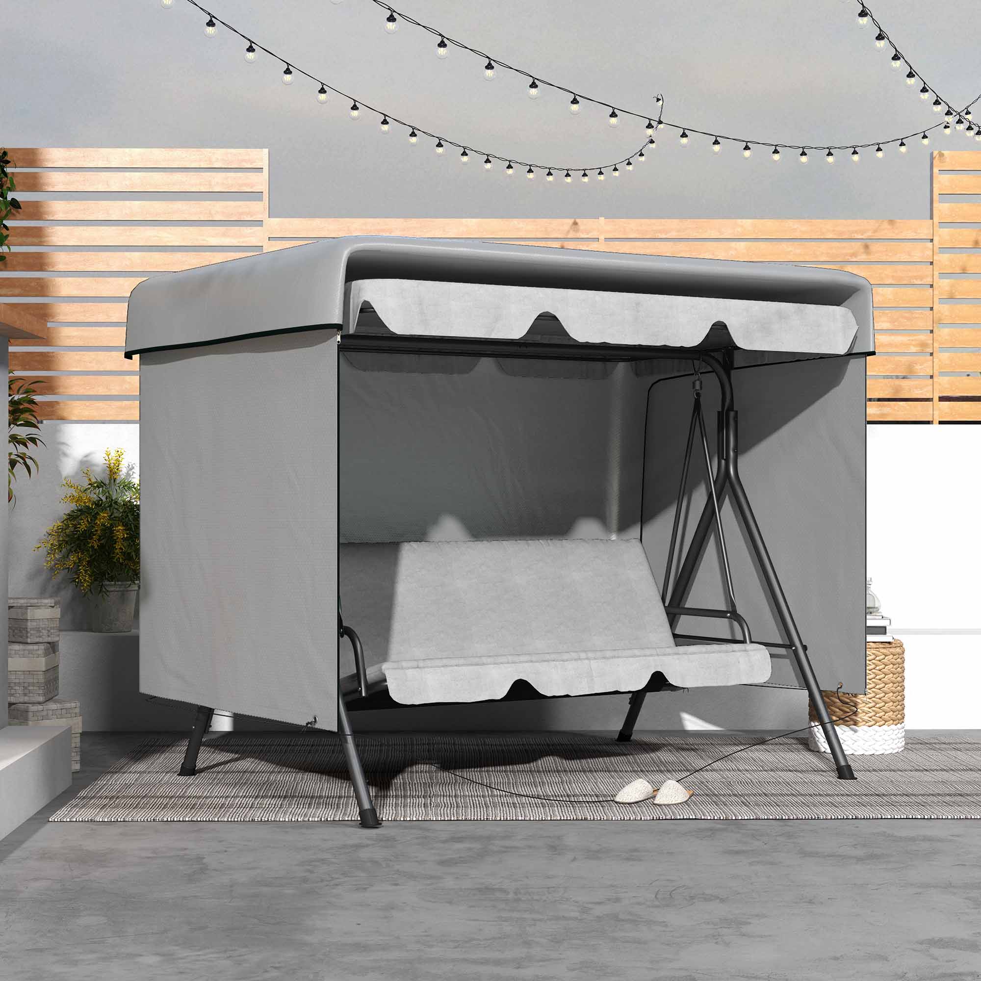 Gartenmöbelabdeckung Abdeckung Schutzhülle für Outdoor-Möbel, 215 cm x 155 cm x 150 cm, Grau