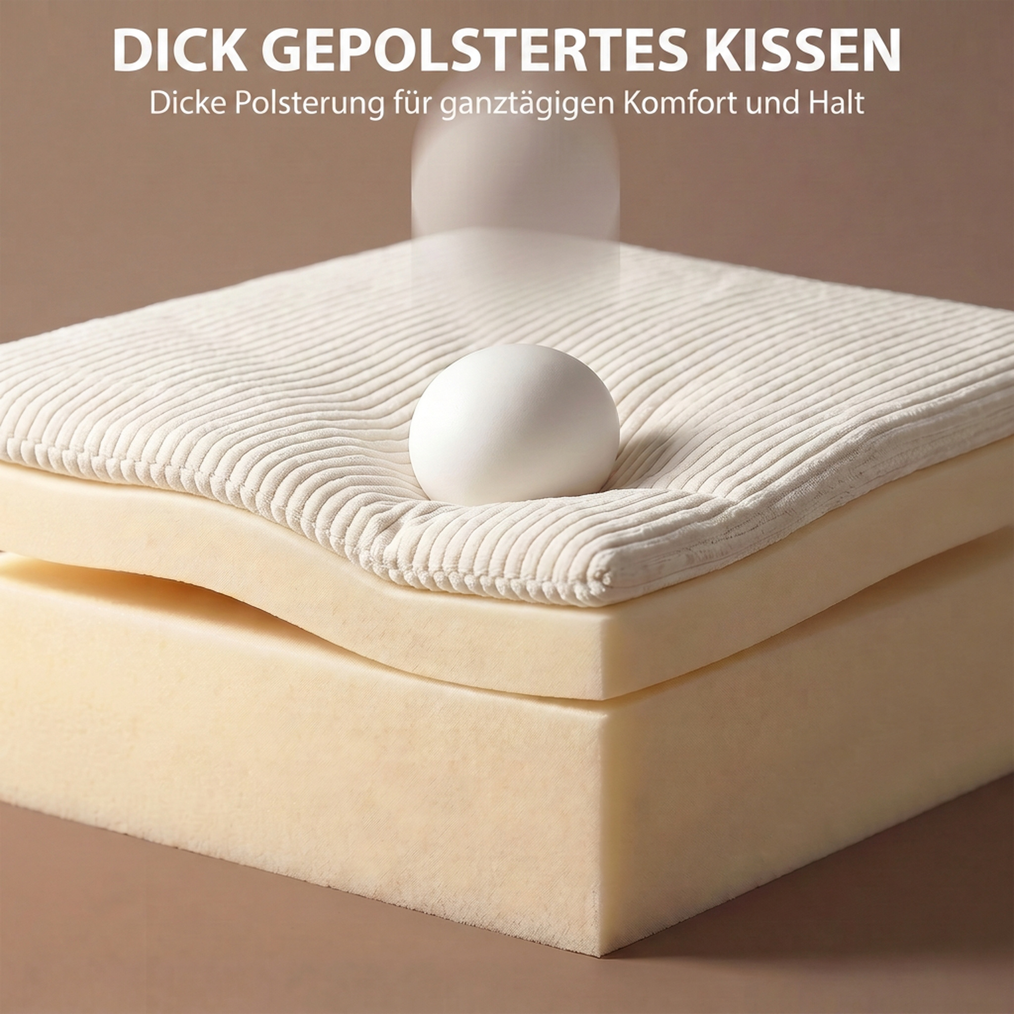 Schlafsofa mit verstellbarer Rückenlehne, Bettfunktion, verstecktem Stauraum und Cordbezug, Beige