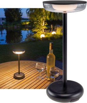 LED Akku-Tischleuchte "Foco Luz", 2900K, IP44, dimmbar, 26cm, matt schwarz