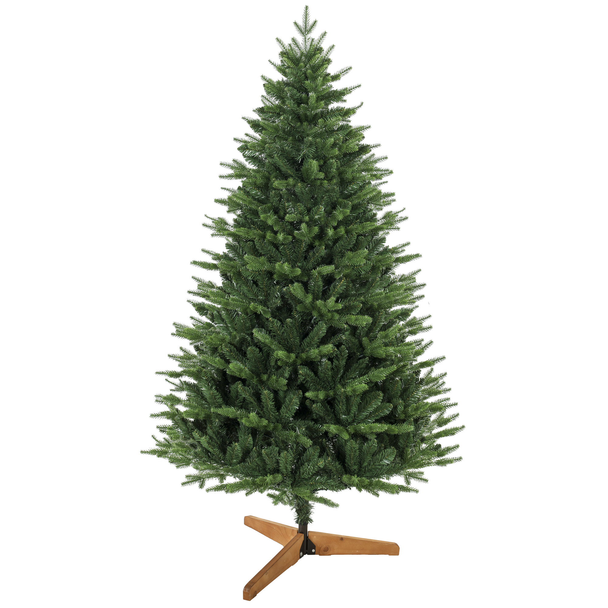 künstlicher Weihnachtsbaum 180 cm mit Kiefernholzständer, Nordic-Tanne mit Klappsystem, 889 Zweigspitzen, Grün