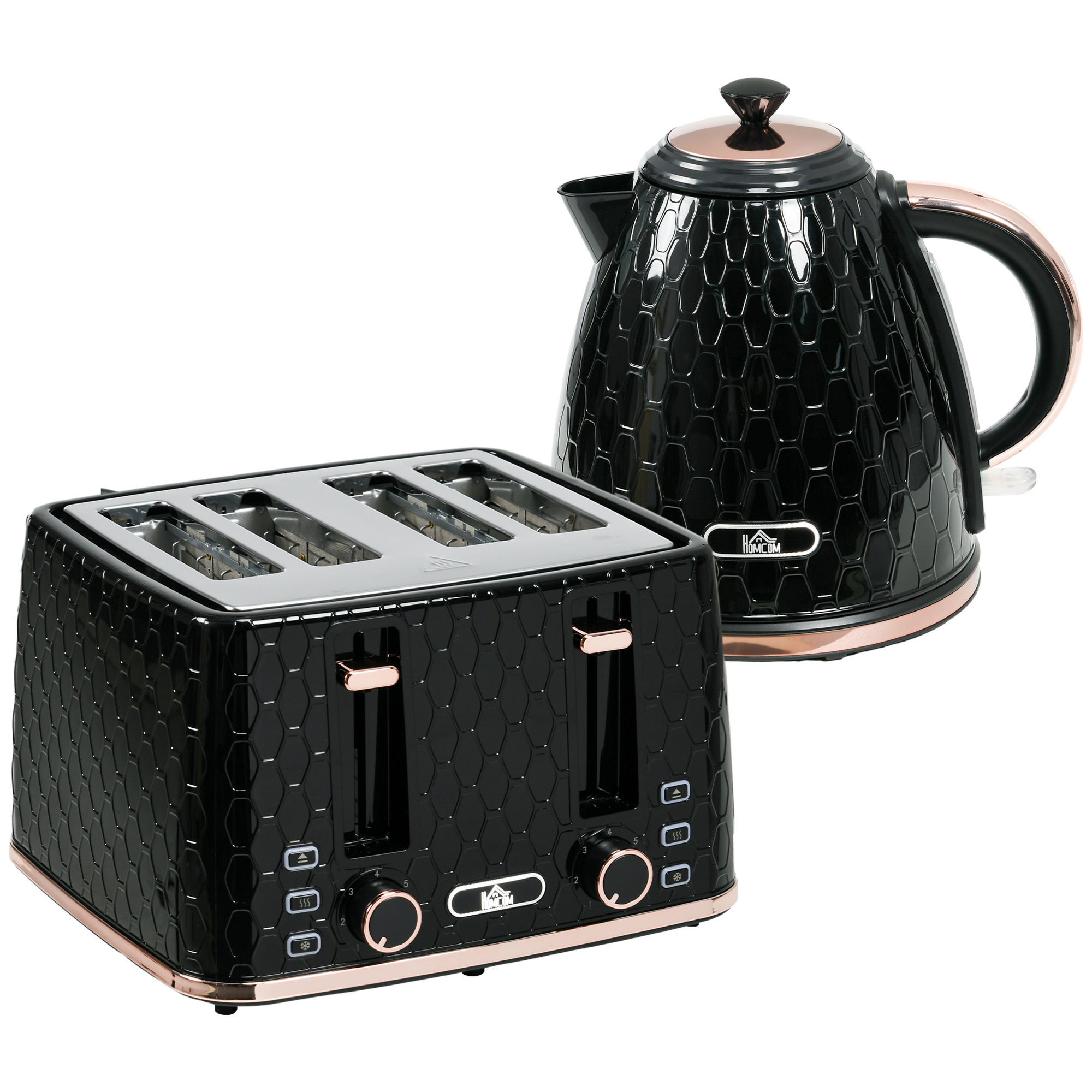 2-in-1 Küchenset, Toaster und Wasserkocher, mehrere Optionen, 1,7 L, 4 Toastscheiben gleichzeitig, Kunststoff, Schwarz 2-in-1 Küchenset, Toaster und Wasserkocher, mehrere Optionen, 1,7 L, 4 Toastscheiben gleichzeitig, Kunststoff, Schwarz