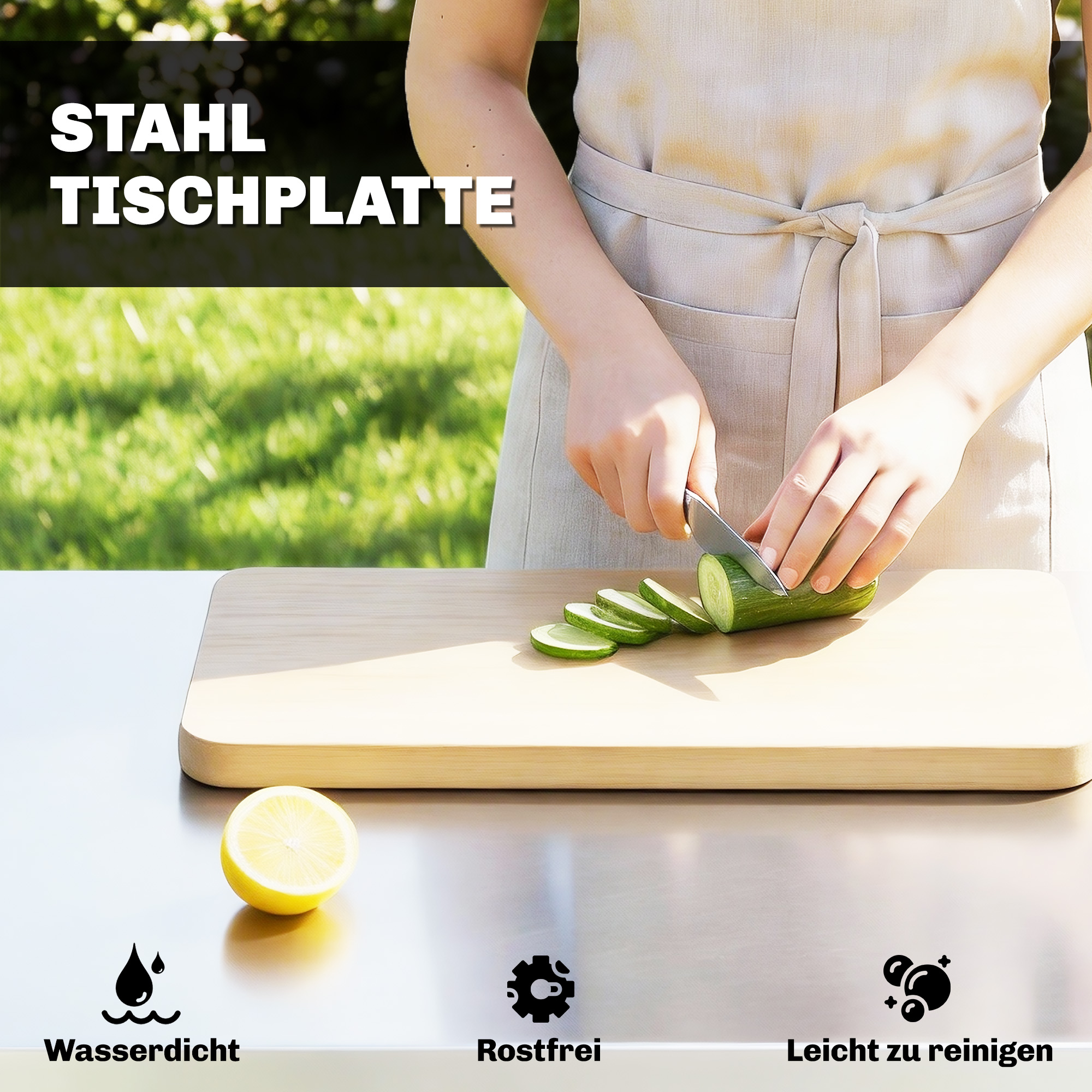 Grillwagen 5-Etagen Grilltisch mit Edelstahl Arbeitsfläche verstellbar Regale Schublade Rollen Gewürzhalter Müllständer