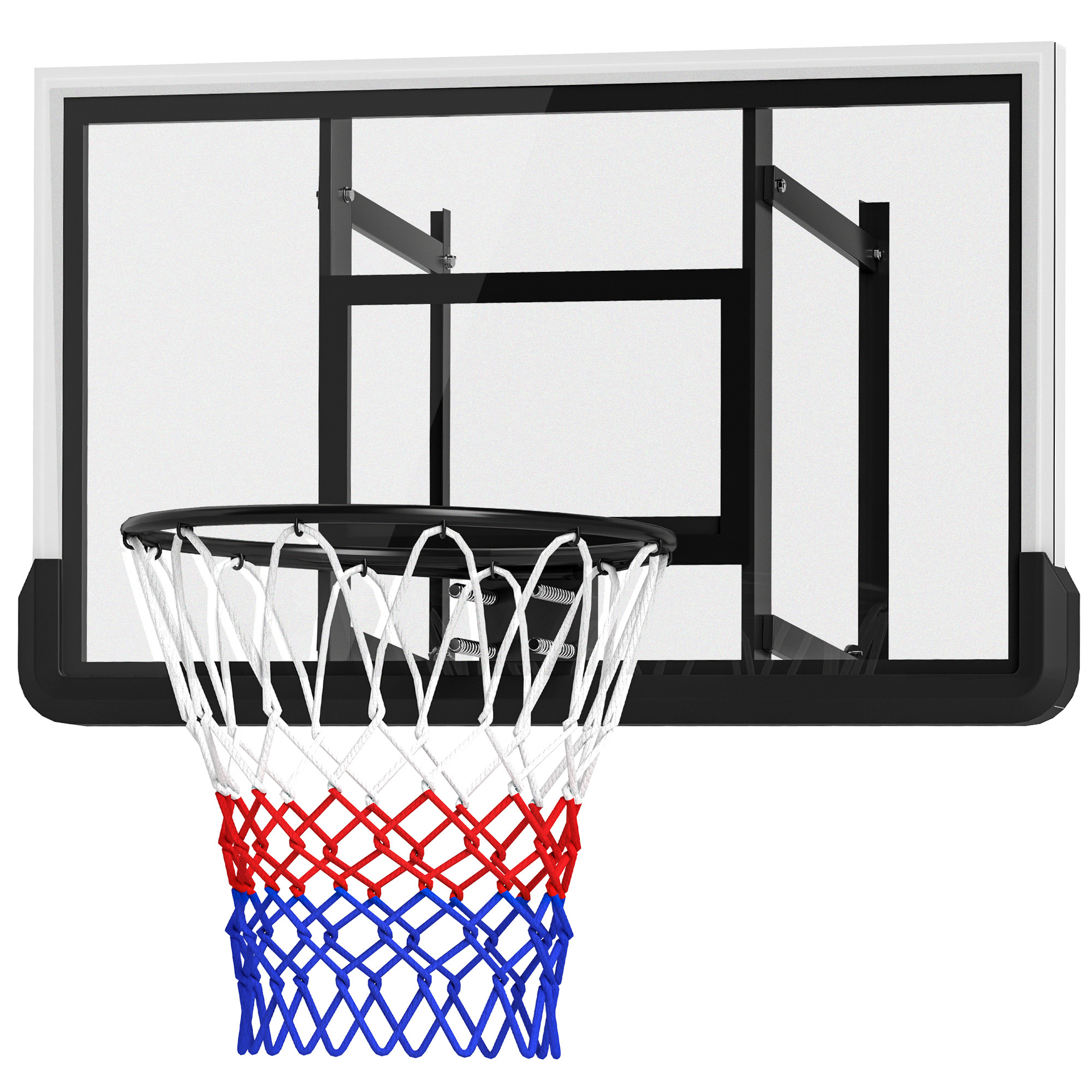 Basketballkorb für Wandmontage, gefederter Korb, bruchsichere Rückwand, Schwarz Basketballkorb für Wandmontage, gefederter Korb, bruchsichere Rückwand, Schwarz