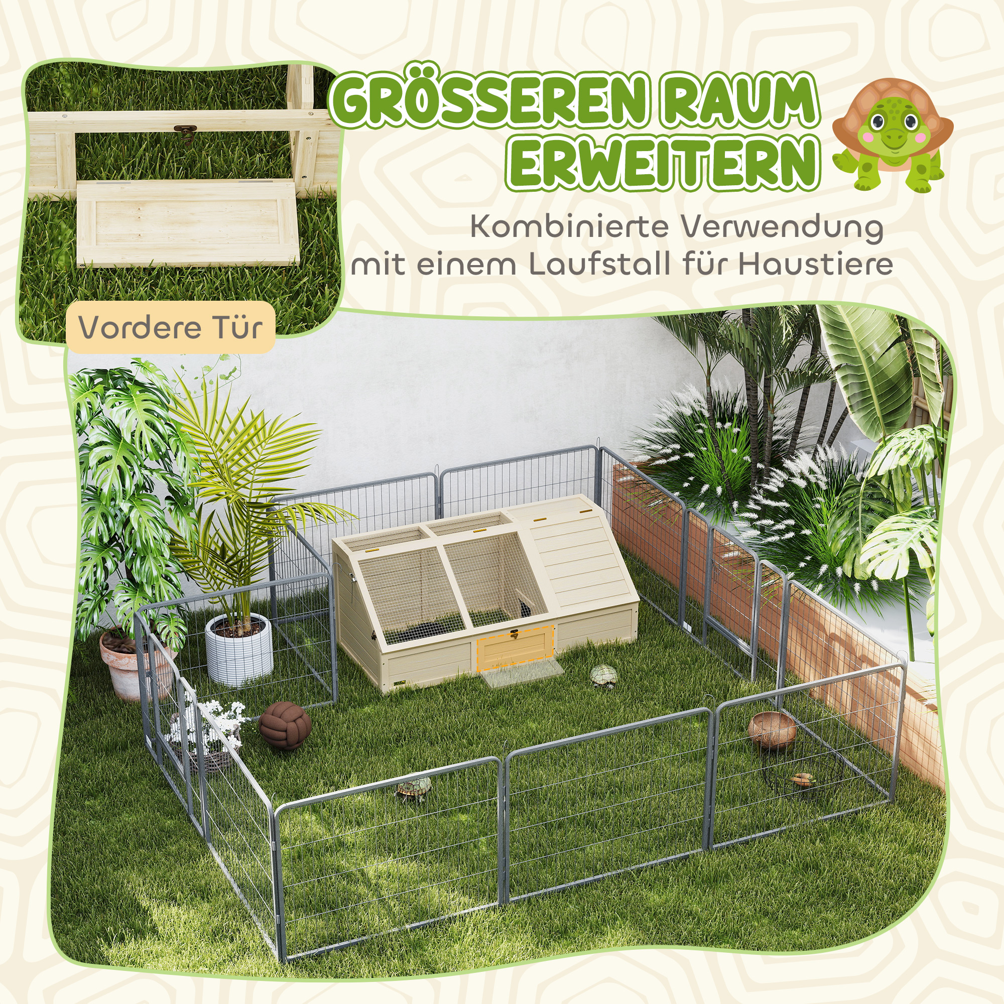 Schildkrötenbox, Outdoor Schildkrötengehege, bodenloses Design, leicht zu öffnen, Schildkrötenhaus, Natur
