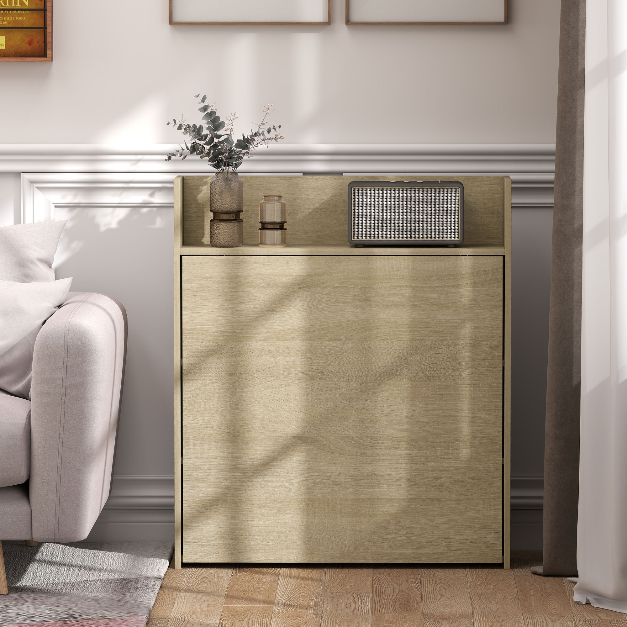 Esstisch Klappbar mit Regal, Industrie-Design, Platzsparend, Für Kleine Räume, 78,5 x 91 x 93 cm, Eiche