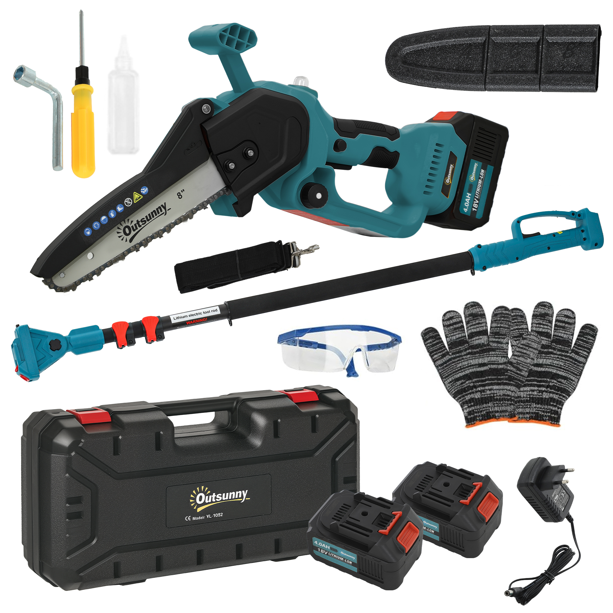 2-in-1 Mini Kettensäge 580W mit Akku 8000mAh Sicherheitsverriegelung 8 Zoll 42 x 29 x 10,5 cm Blau 2-in-1 Mini Kettensäge 580W mit Akku 8000mAh Sicherheitsverriegelung 8 Zoll 42 x 29 x 10,5 cm Blau