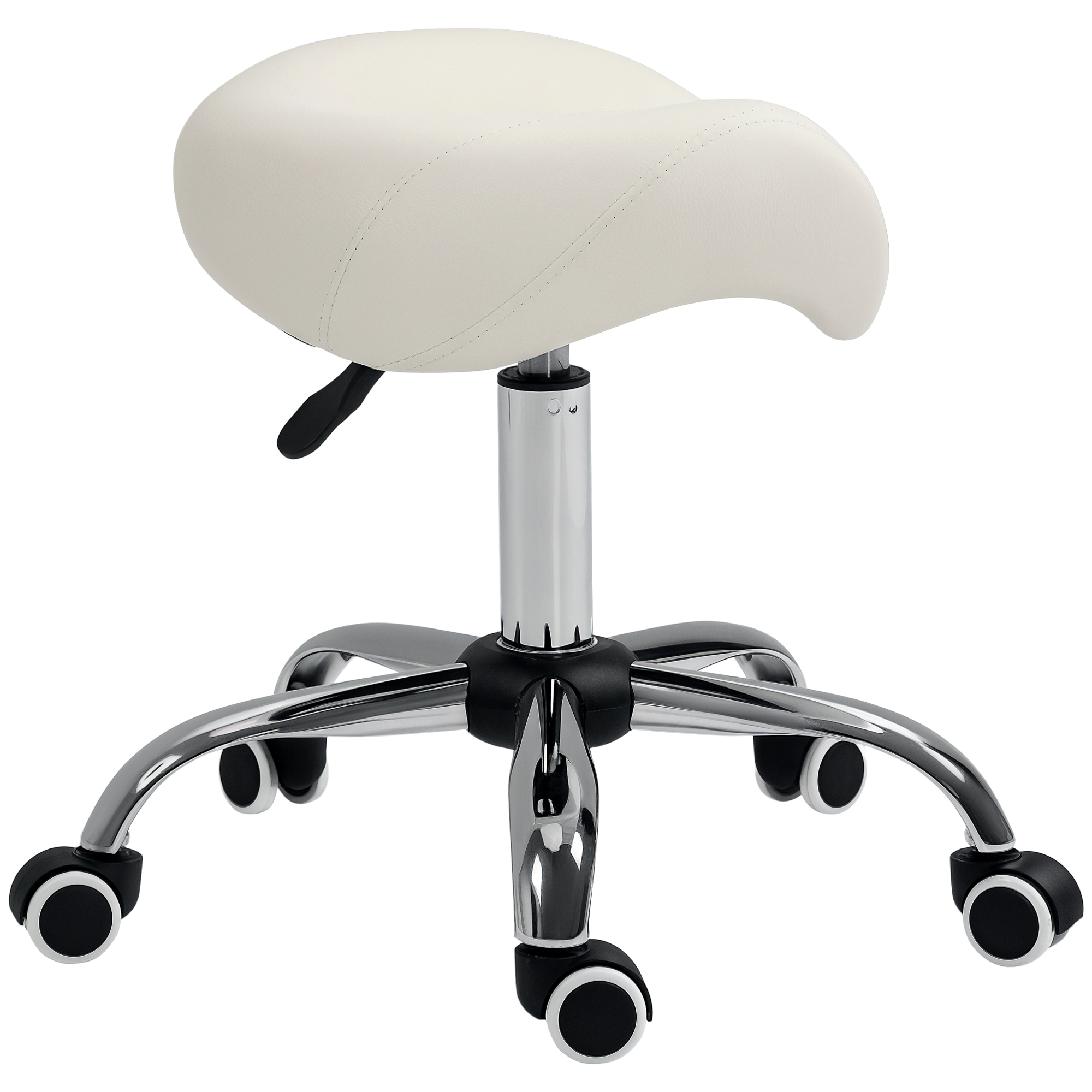 Rollhocker höhenverstellbar Drehhocker 49-61 cm Arbeitshocker drehbar Sattelhocker für Büro Salon Massage Spa Weiß Rollhocker höhenverstellbar Drehhocker 49-61 cm Arbeitshocker drehbar Sattelhocker für Büro Salon Massage Spa Weiß