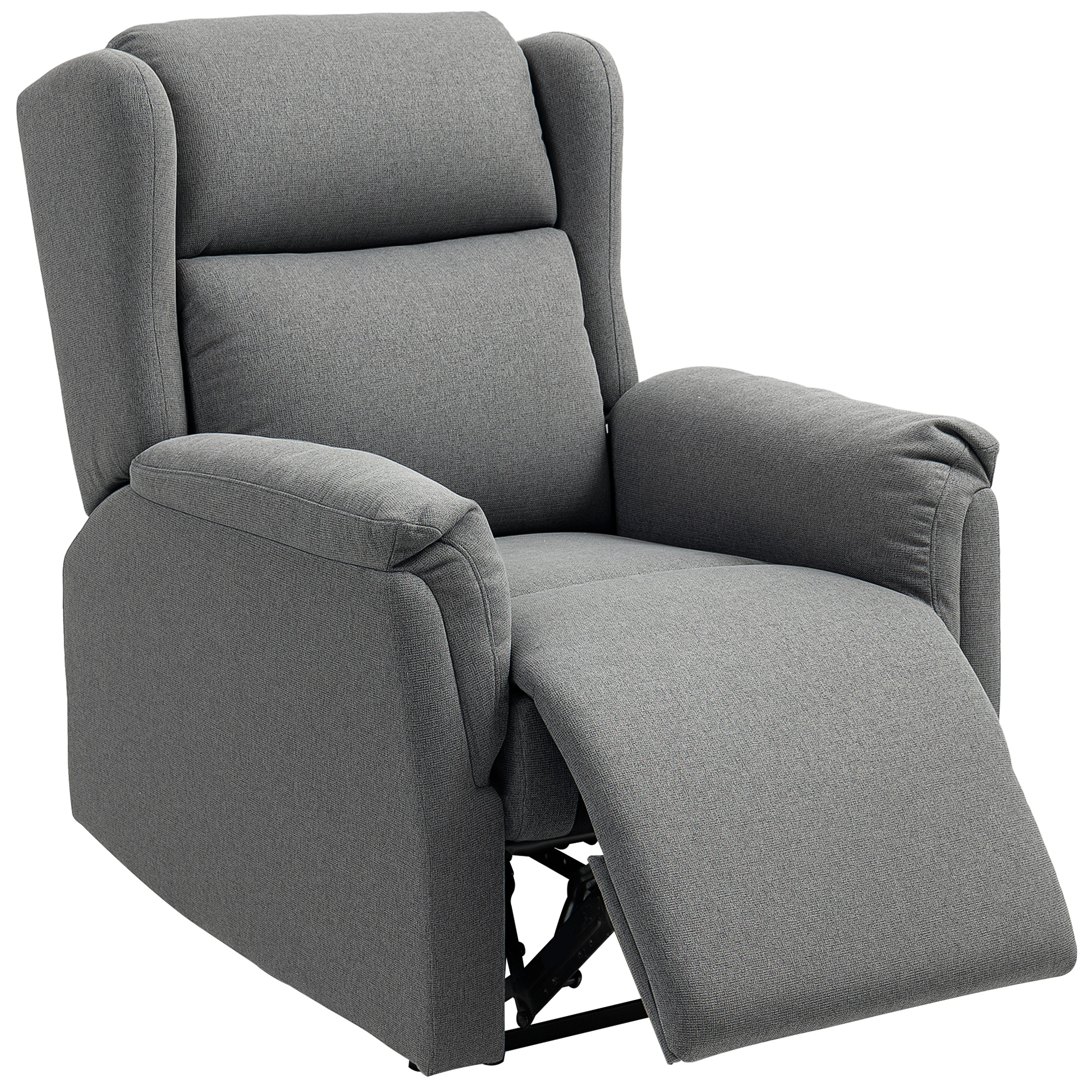 Relaxsessel, Verstellbarer Polstersessel mit Fußstütze, 160° neigbar, Leinenoptik, schneller Aufbau, Dunkelgrau